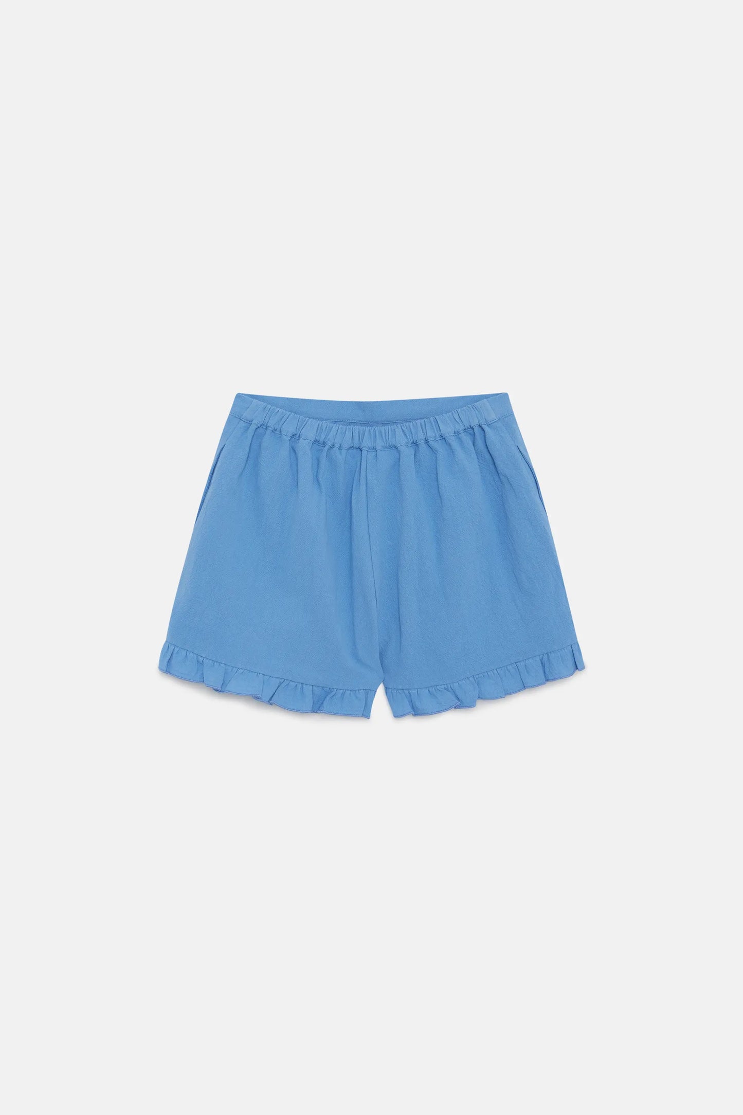 Shorts blu con volant da bambina