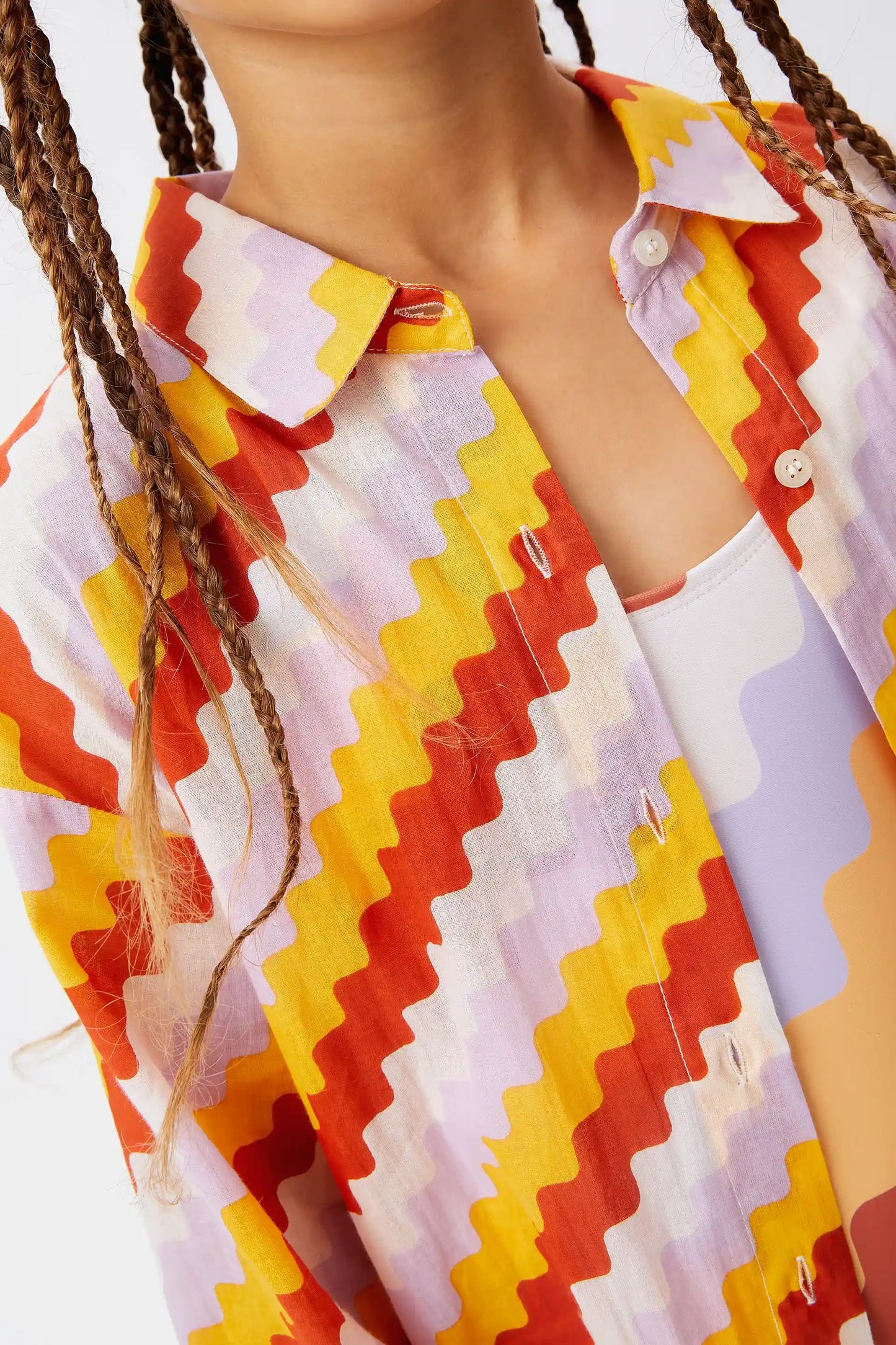 Camicia unisex con stampa a zigzag