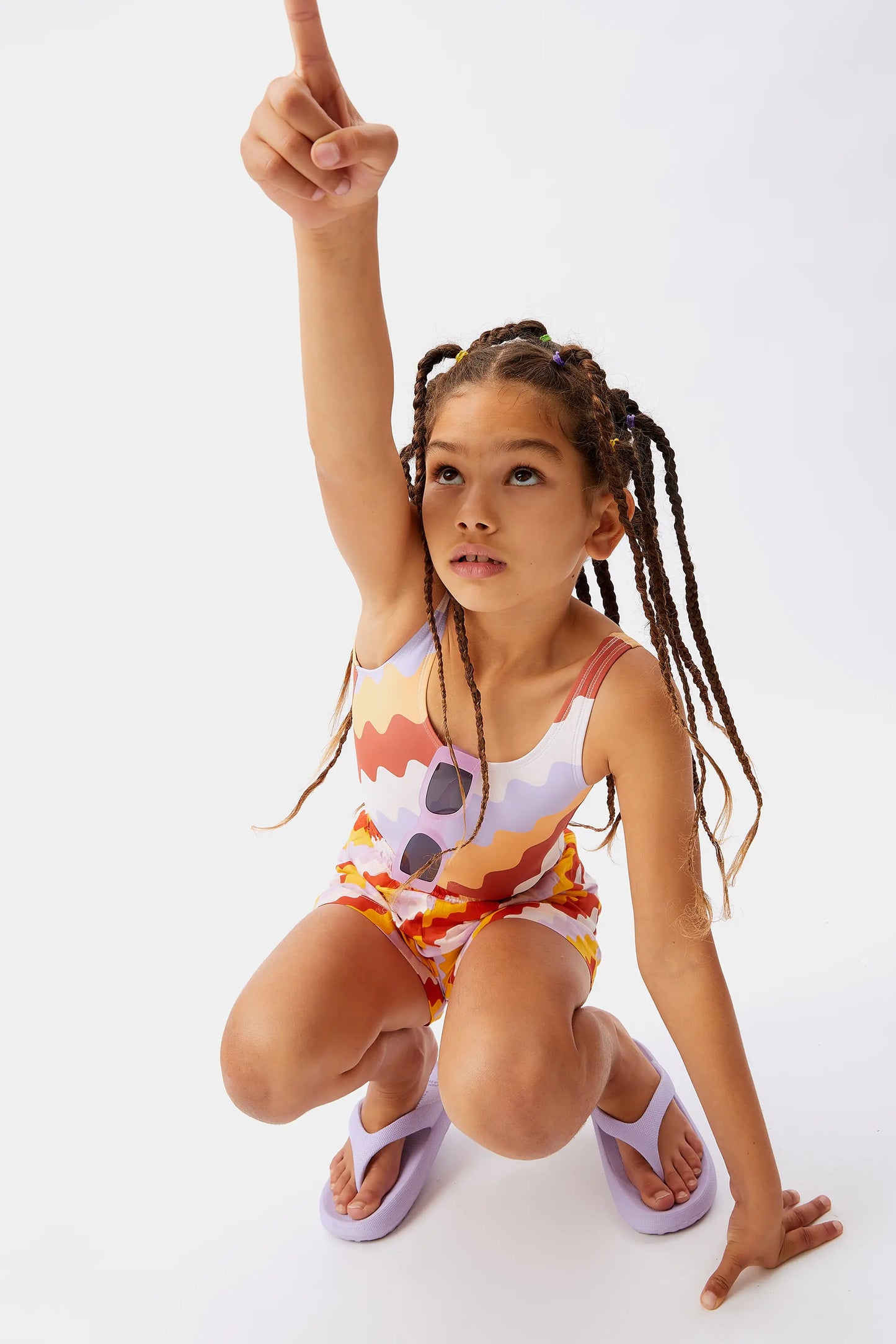 Shorts da bambina con stampa a zig zag