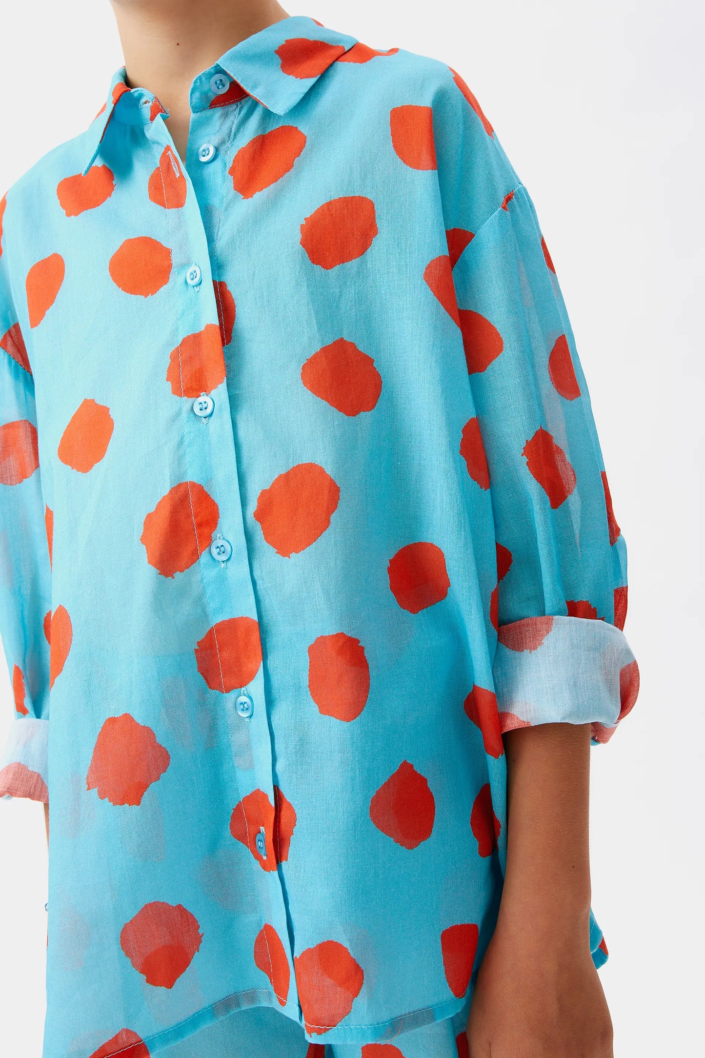 Camisa unisex de lunares azul