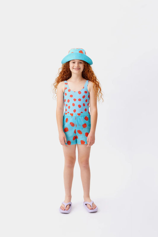 Short de niña de lunares azul