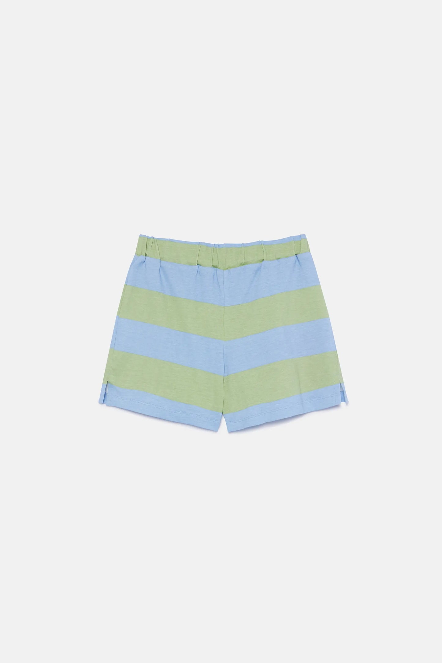 Short unisex de rayas verde y azul