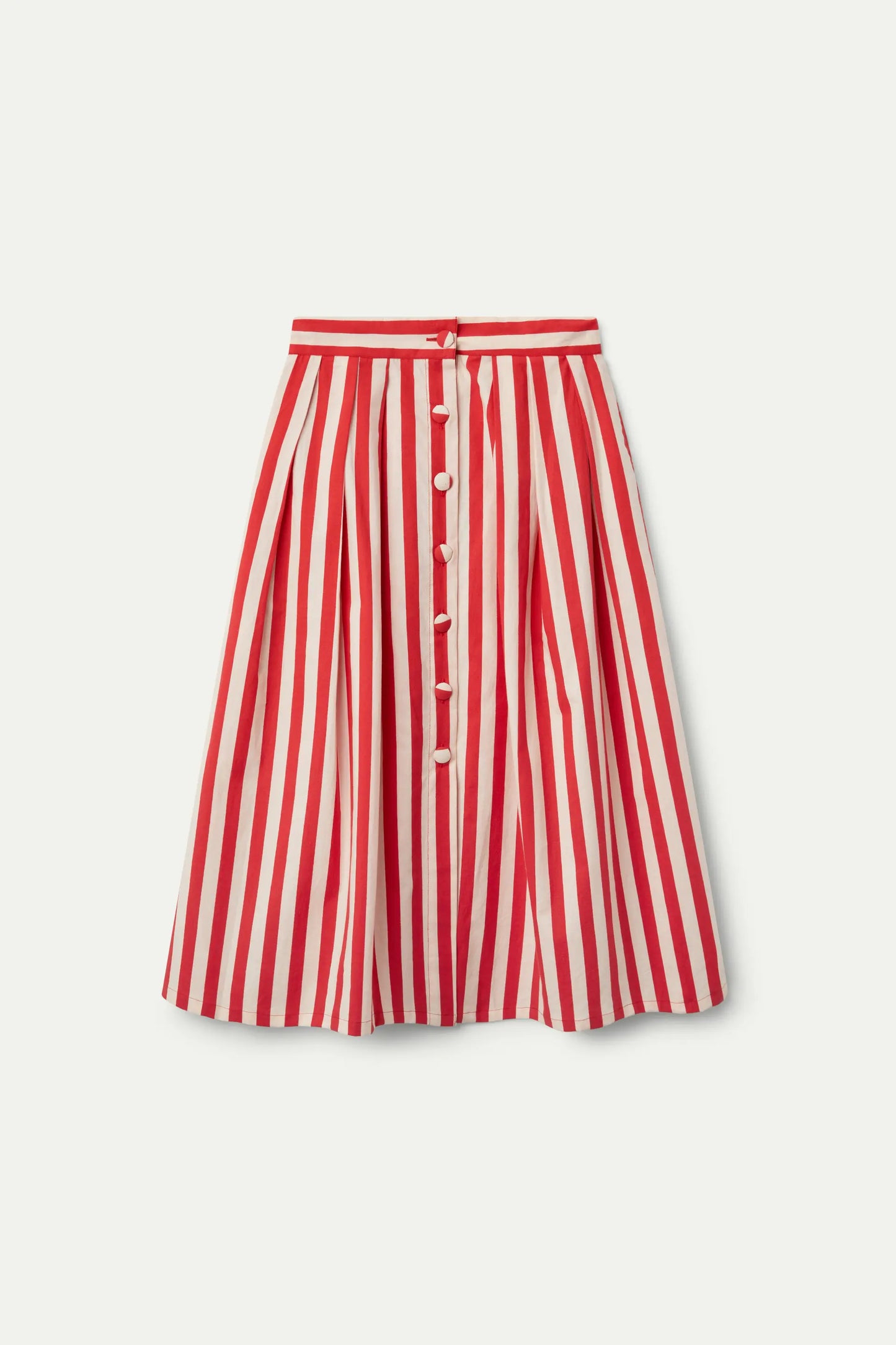 Falda midi estampado rayas rojas