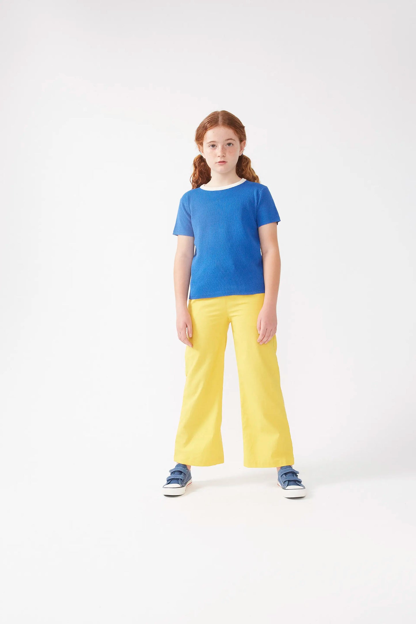 Blue short sleeve knit girl's top
