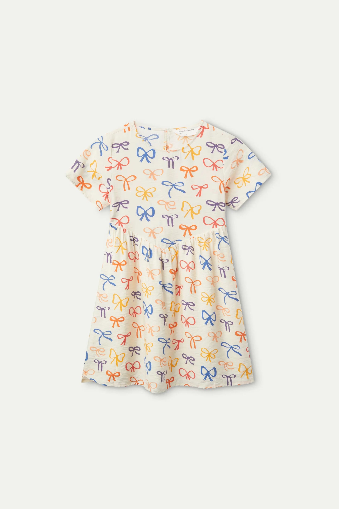 Short dress for girls with bow print