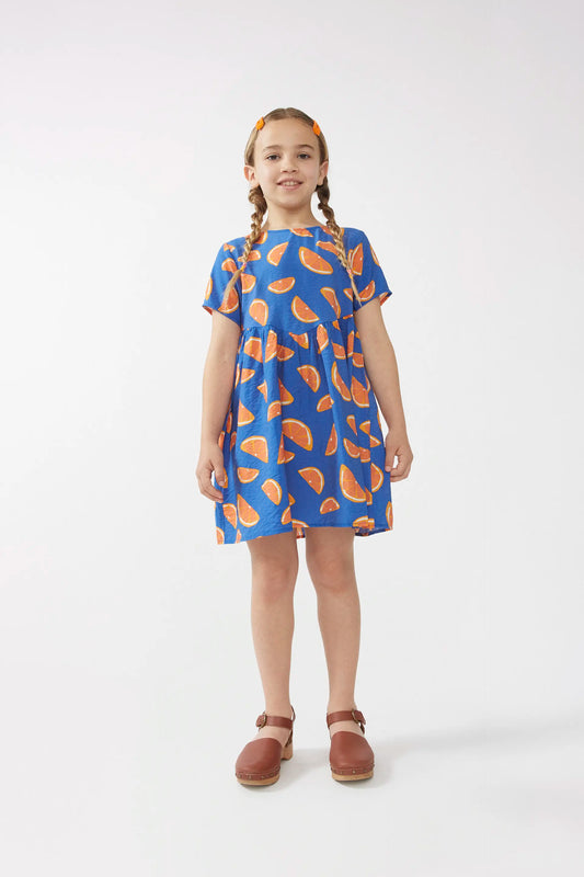Vestido corto de niña estampado pomelos