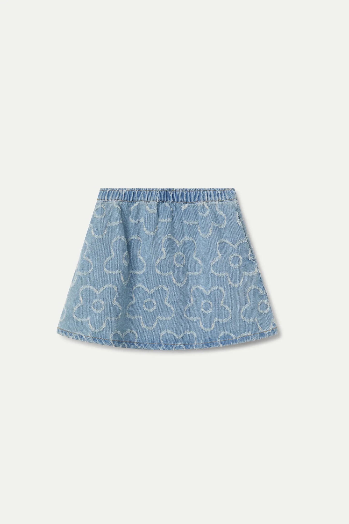 Short skirt for girls with denim flowers