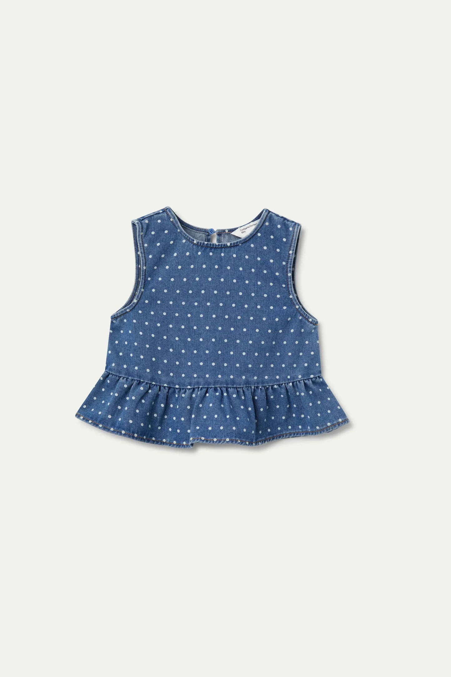 Top in denim a pois per bambina