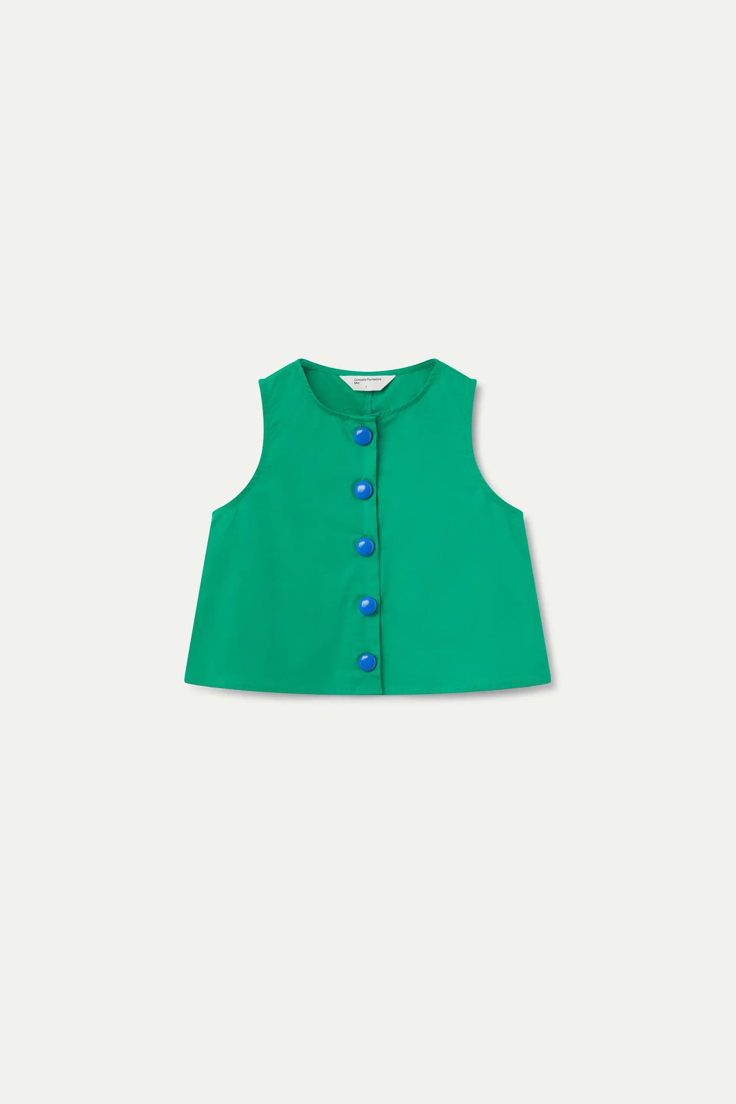 Top verde abbottonato da bambina