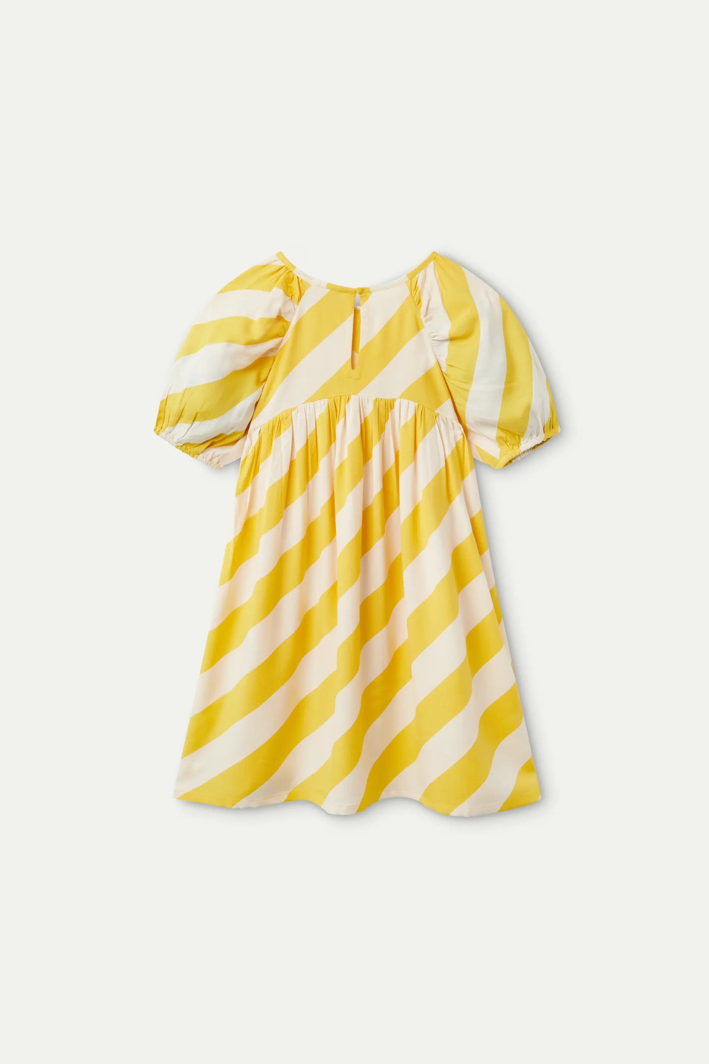 Short dress for girls with yellow striped print