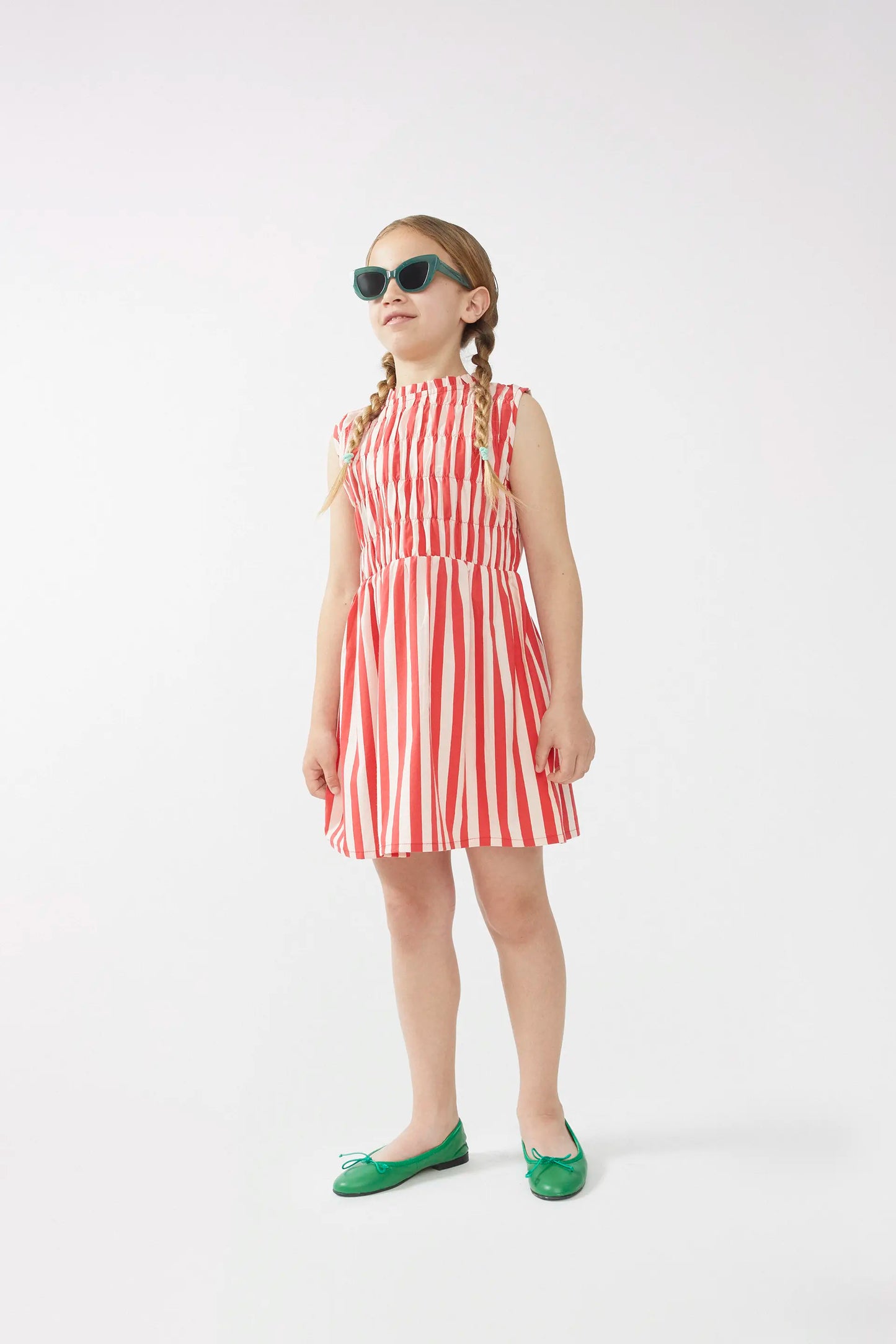 Short red striped girl dress