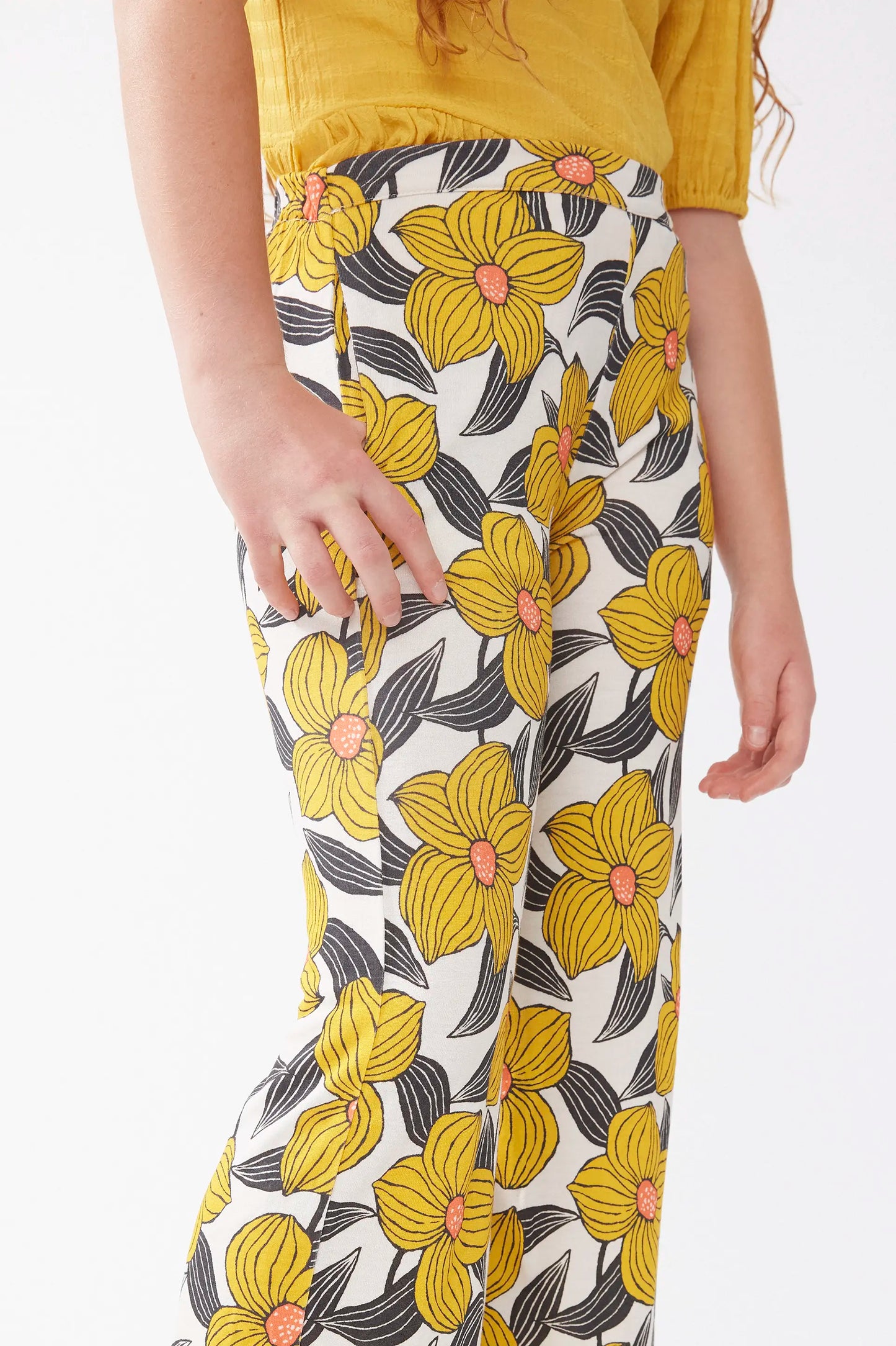 Girl's trousers with Narciso floral print