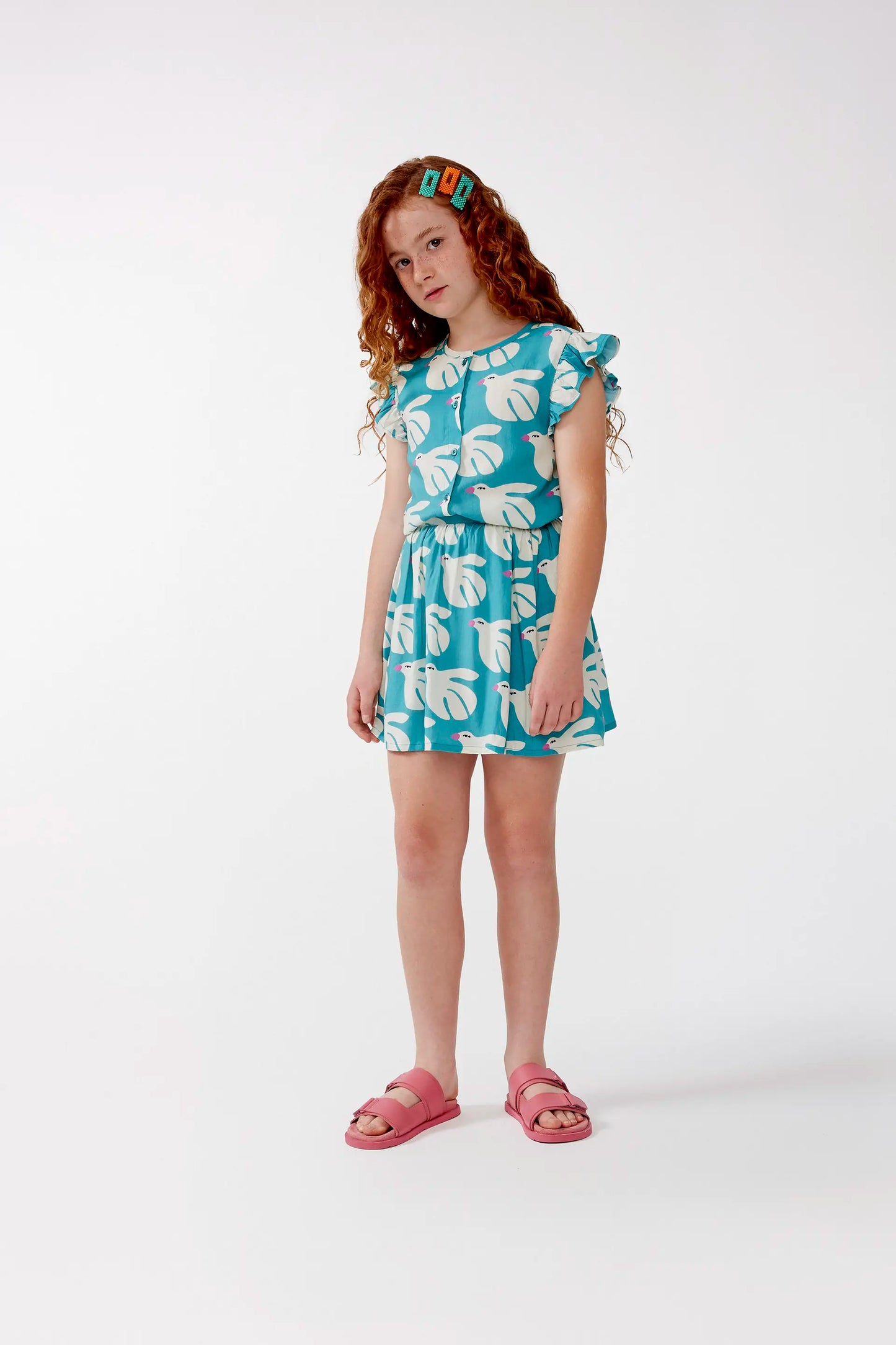 Gonna corta da bambina in rayon LENZING™ ECOVERO™ con stampa Dove