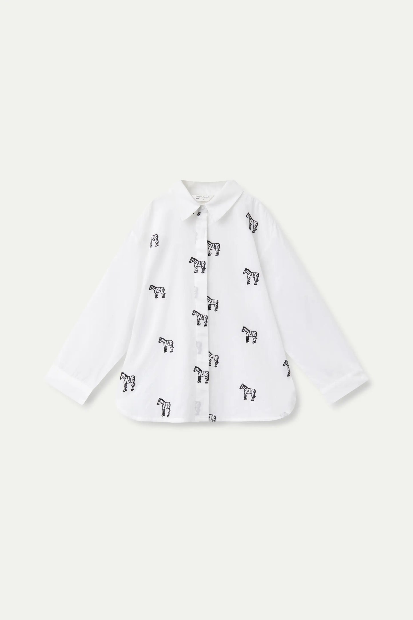 White embroidered zebra girl's shirt