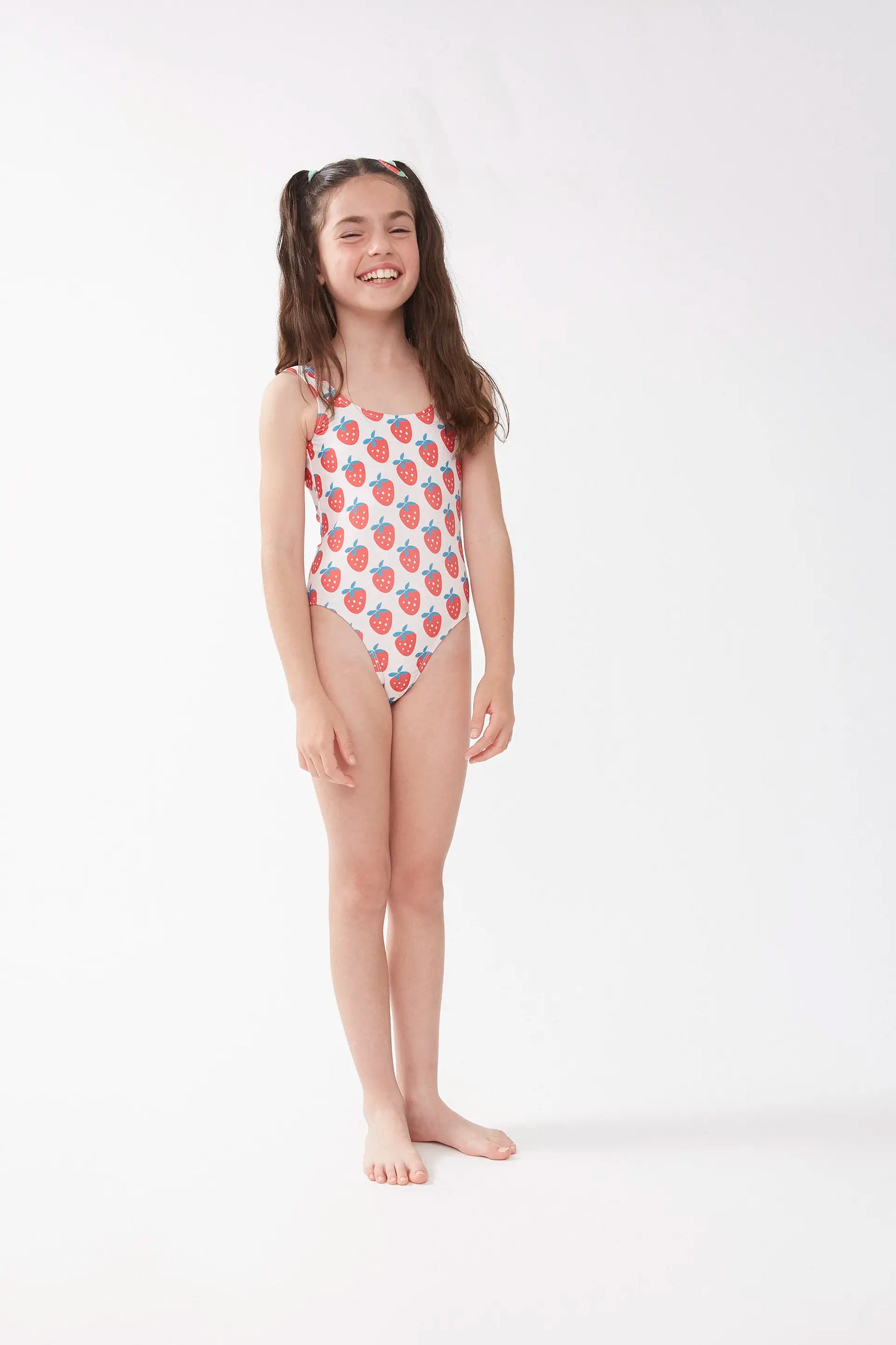 Strawberry Beach print girl's swimsuit