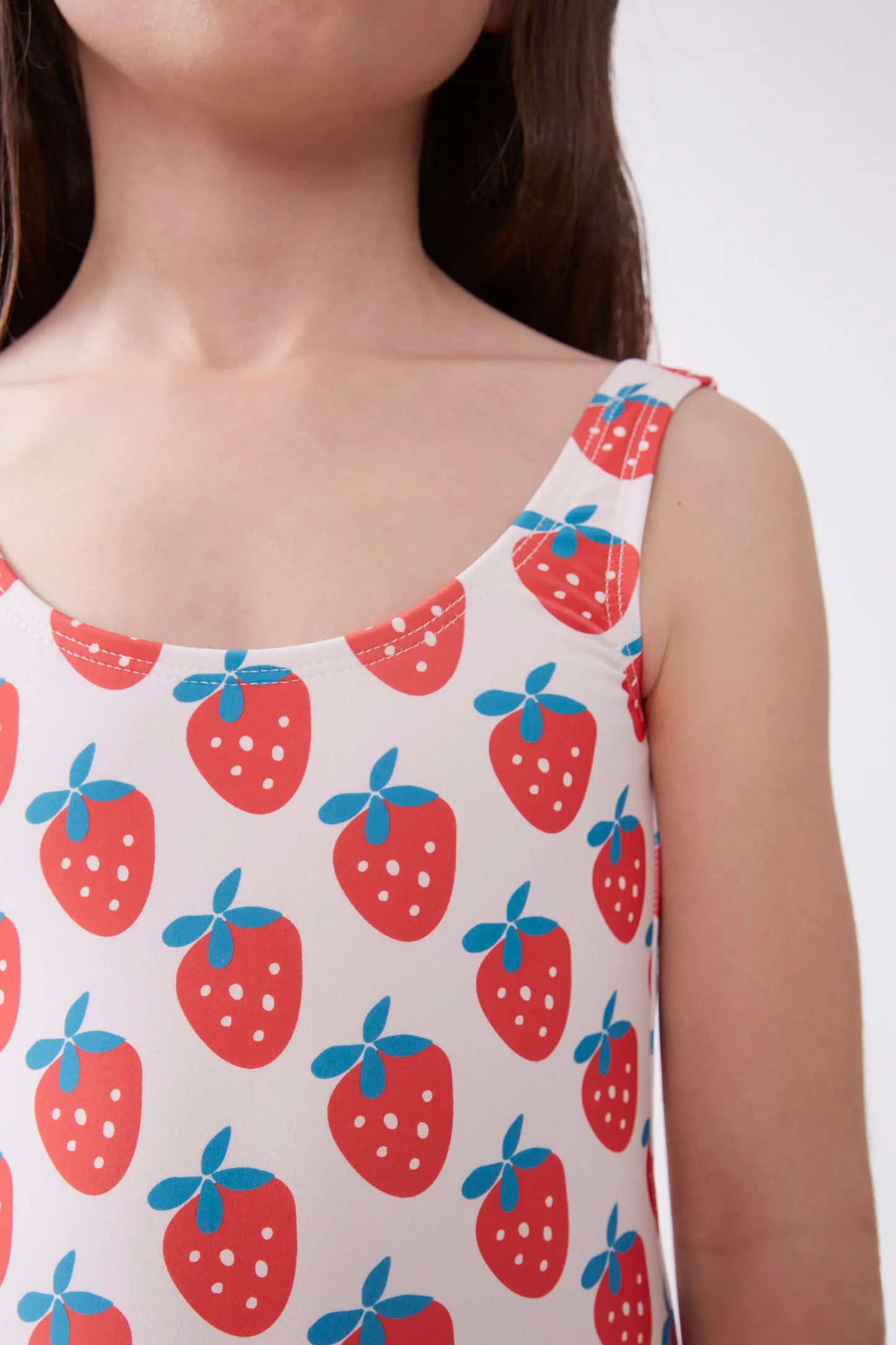 Strawberry Beach print girl's swimsuit
