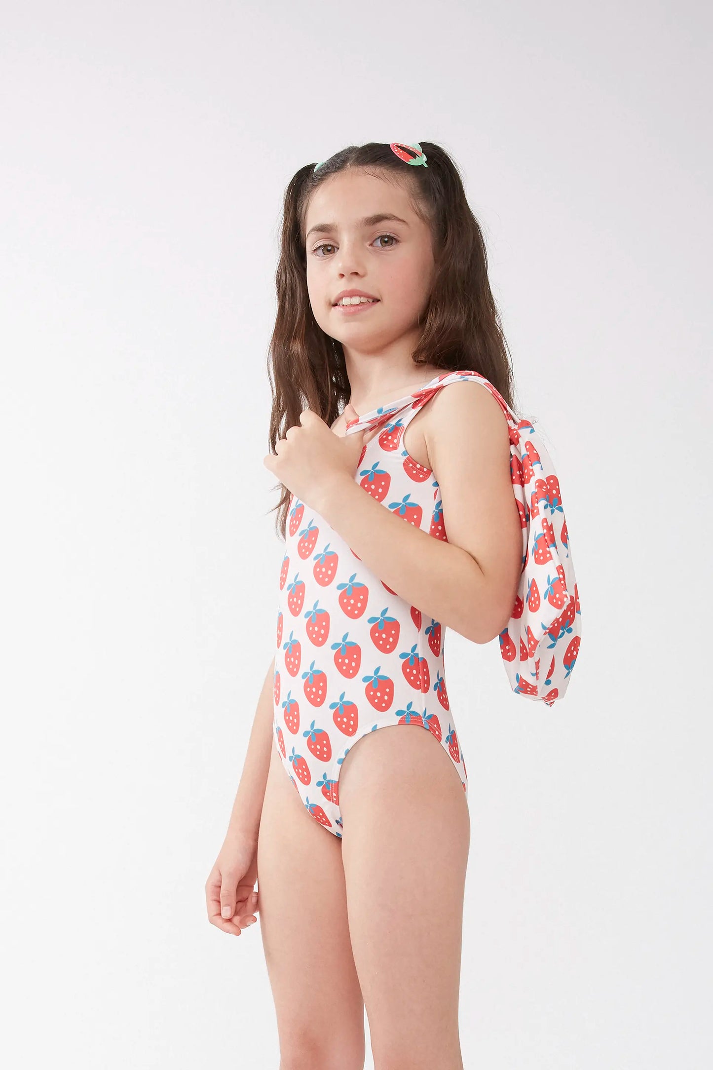 Strawberry Beach print girl's swimsuit