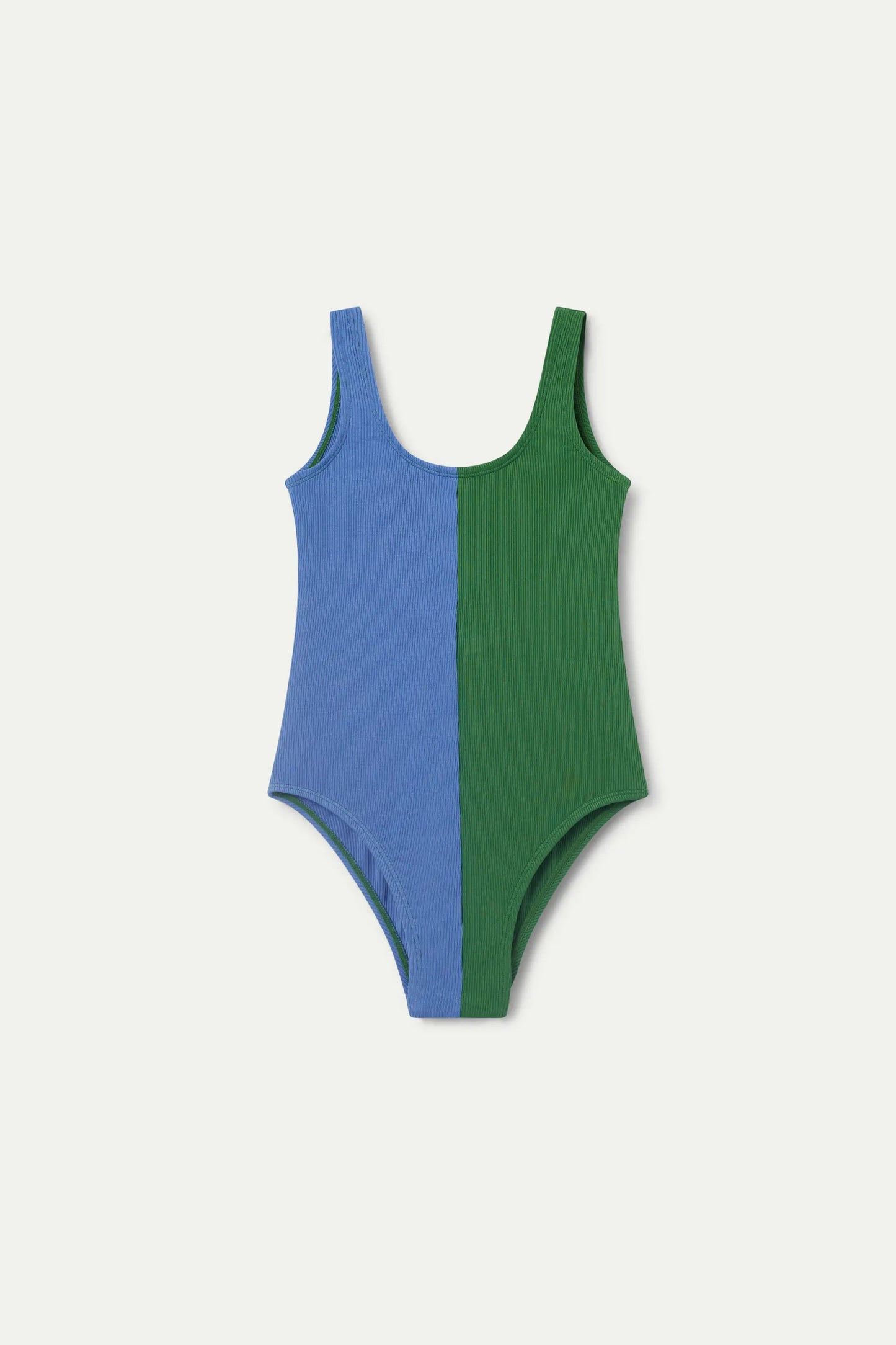 Two-tone green girl's swimsuit