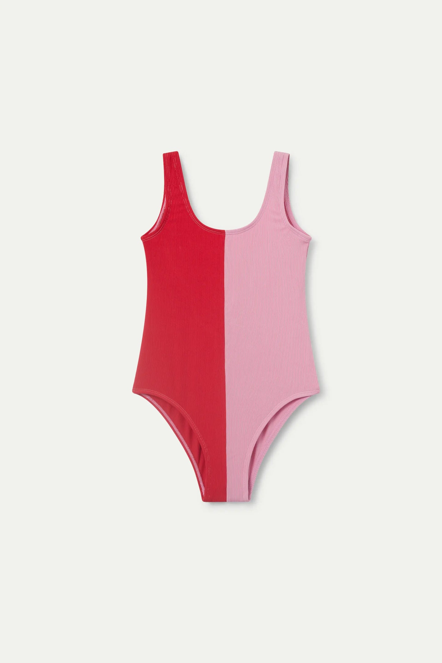 Costume da bagno bicolore rosso per bambina