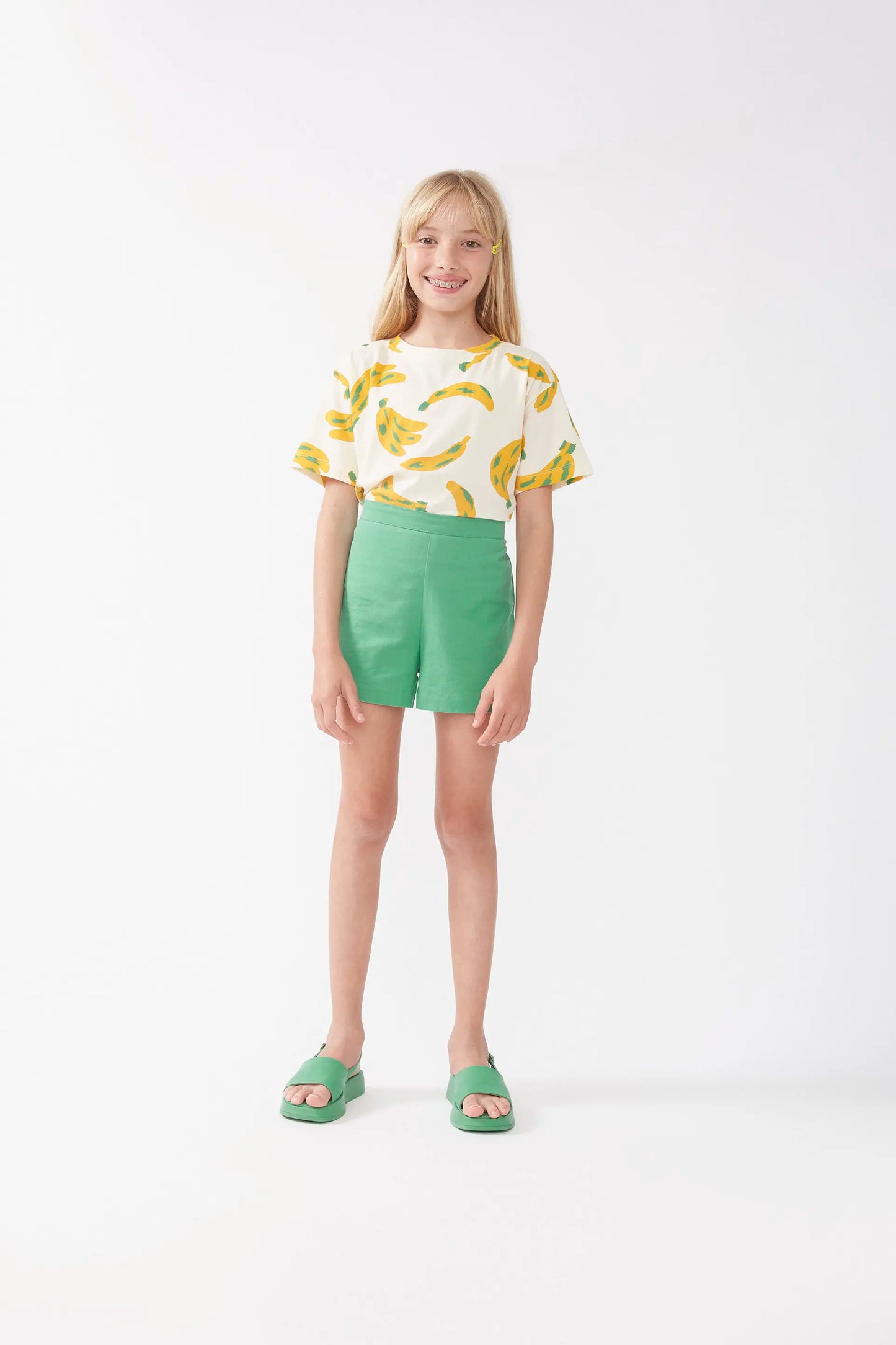 Green girls' shorts