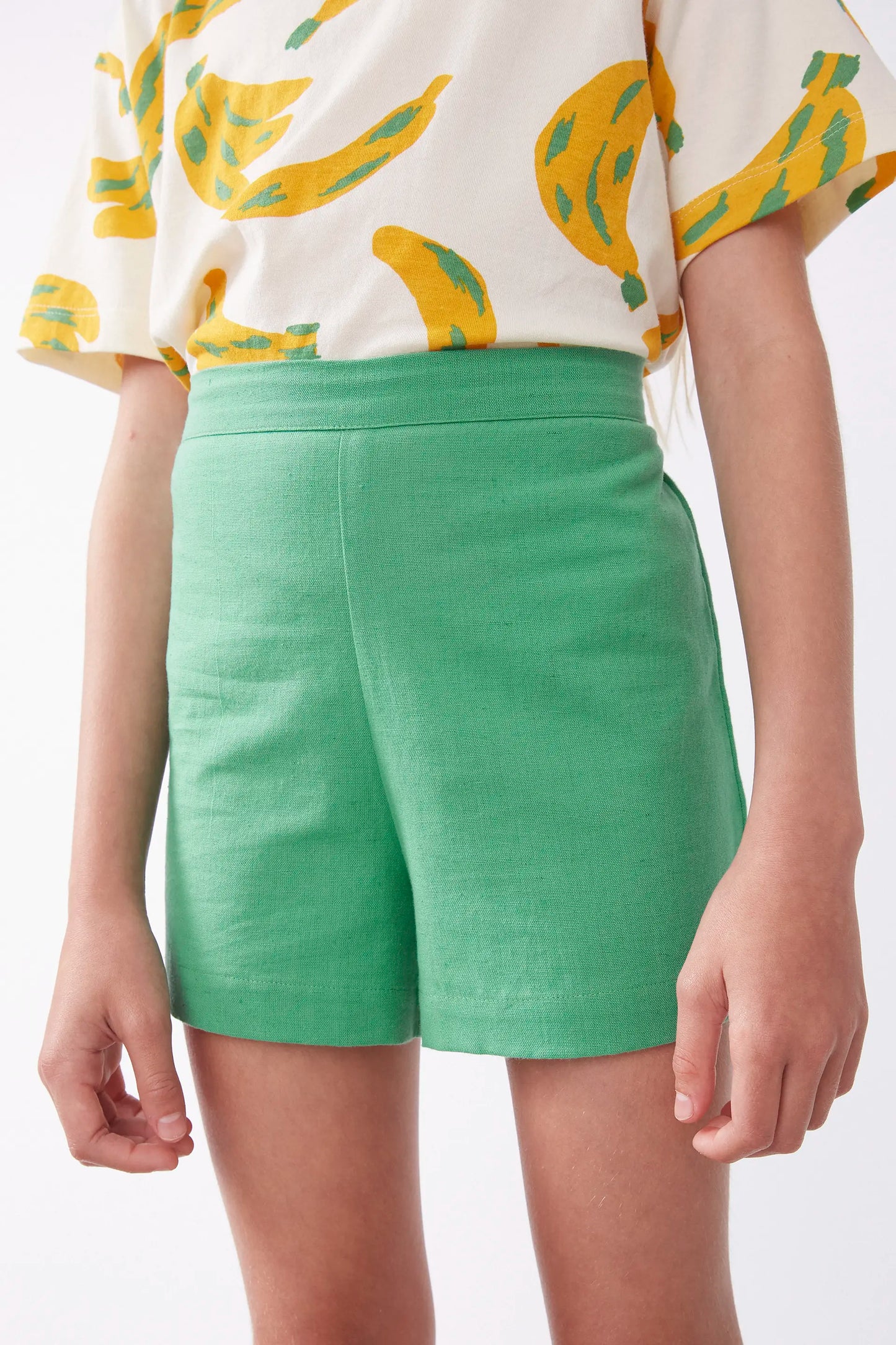 Green girls' shorts