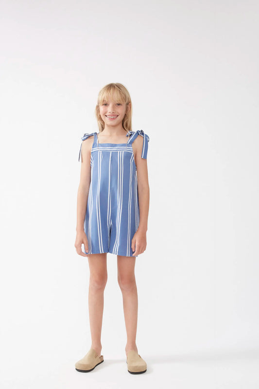 Mono corto de niña rayas azul
