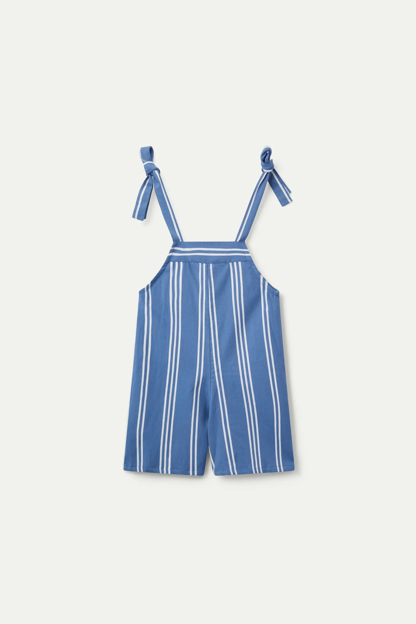 Blue striped girl's short jumpsuit