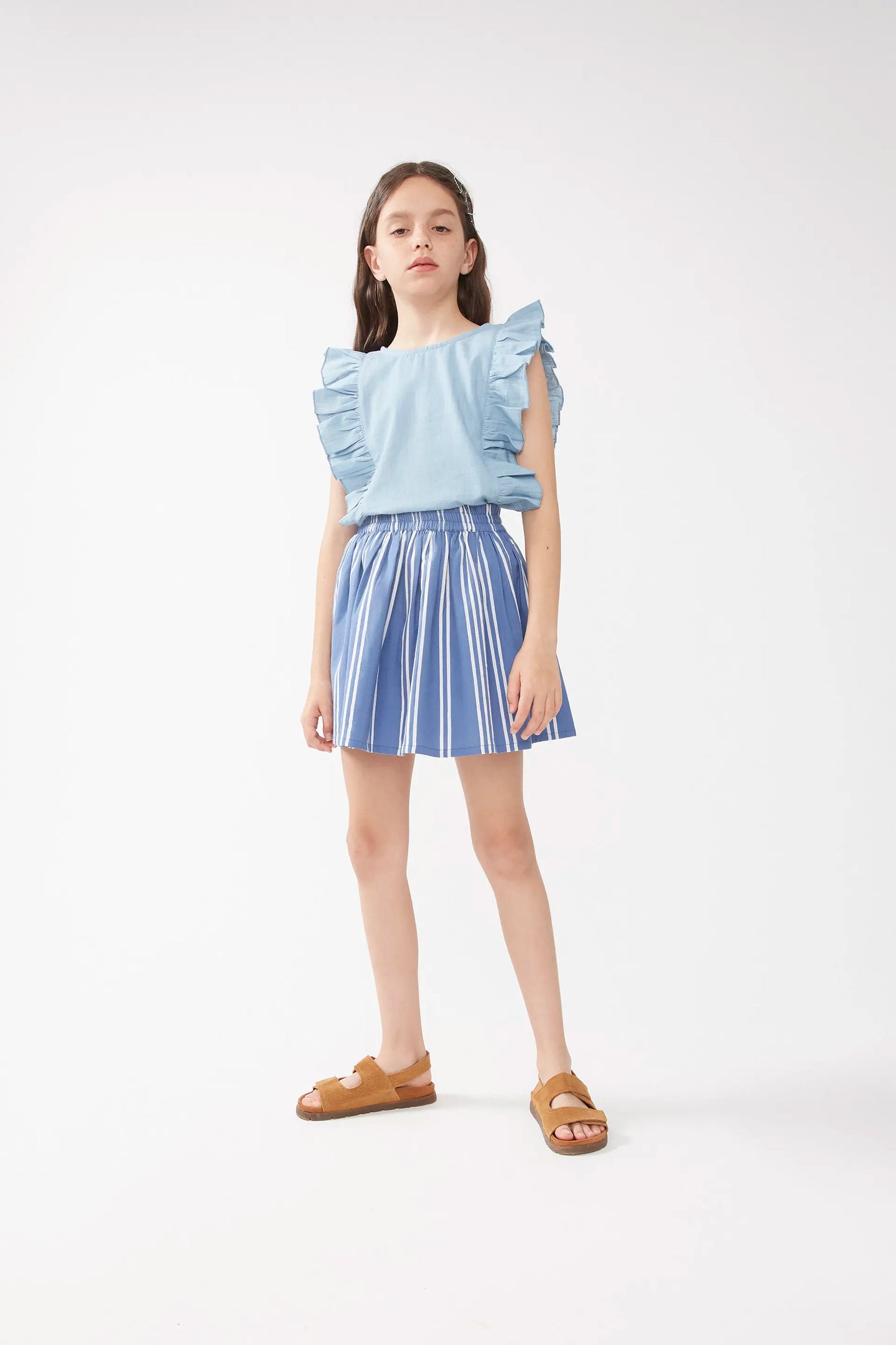 Falda corta de niña rayas azul