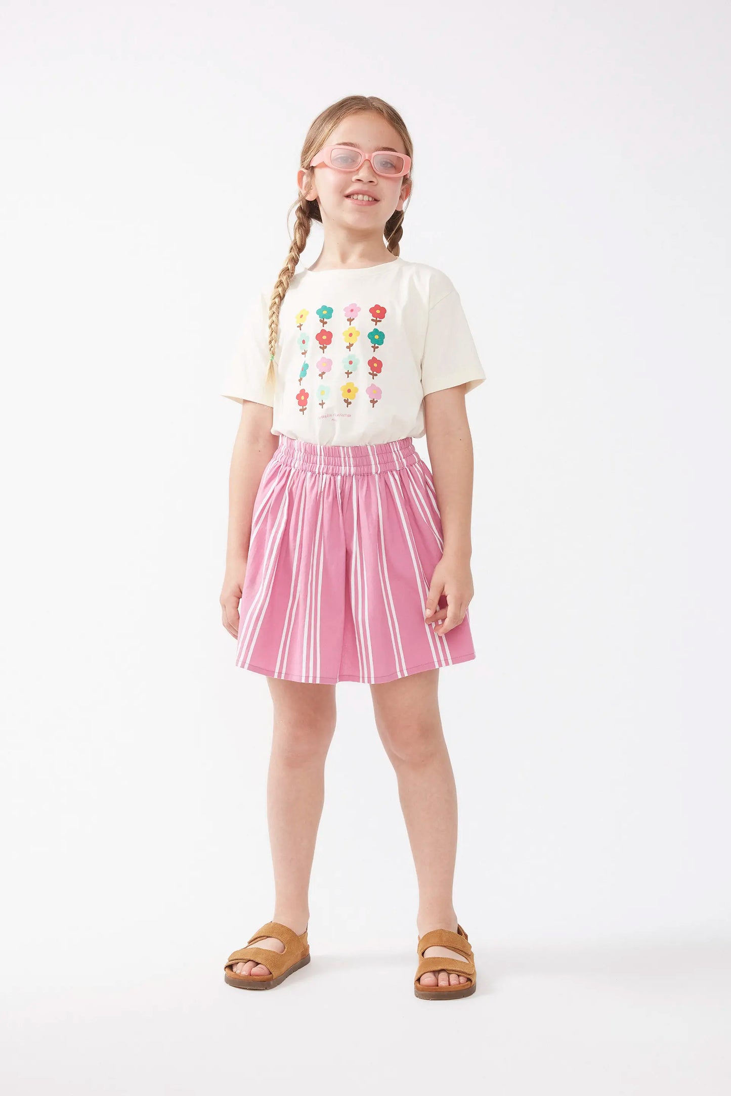 Pink striped girl's short skirt