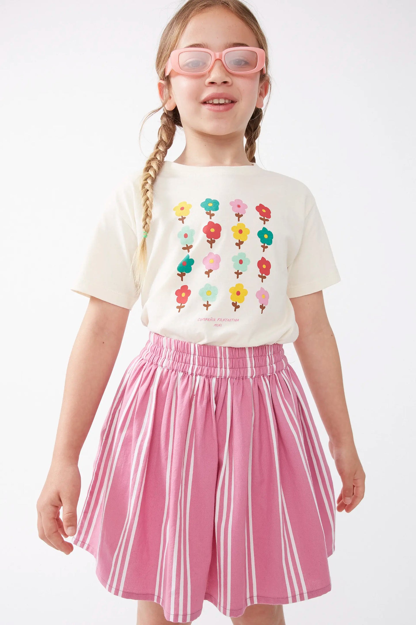 Pink striped girl's short skirt