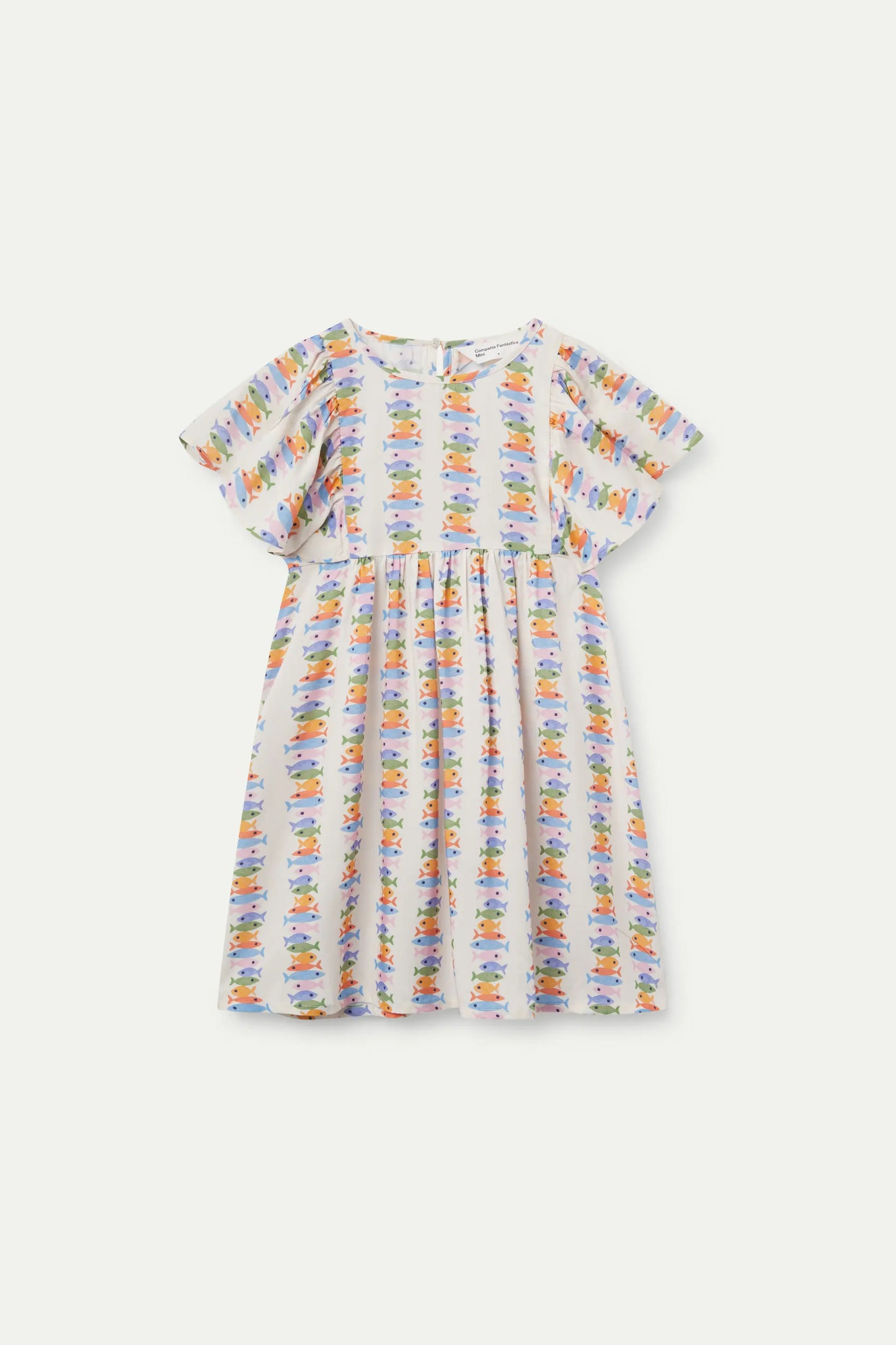 LENZING™ ECOVERO™ rayon girl's short dress with a Marina print
