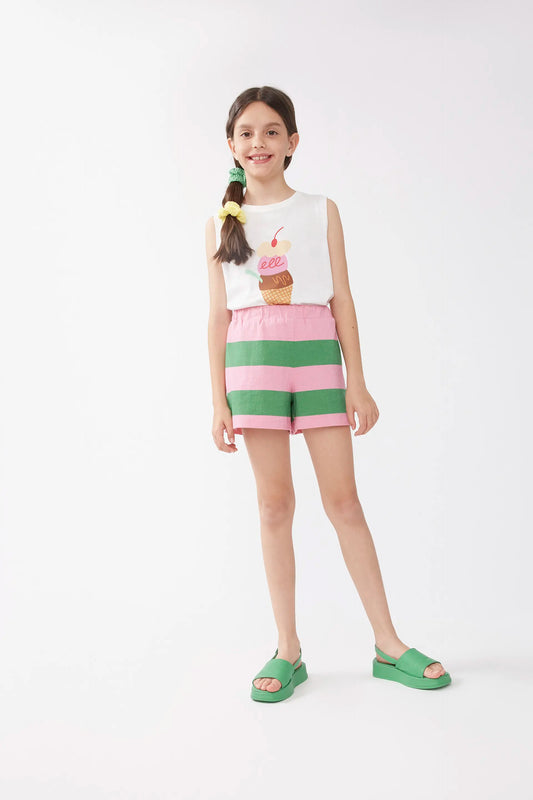 Shorts de niña rayas verdes
