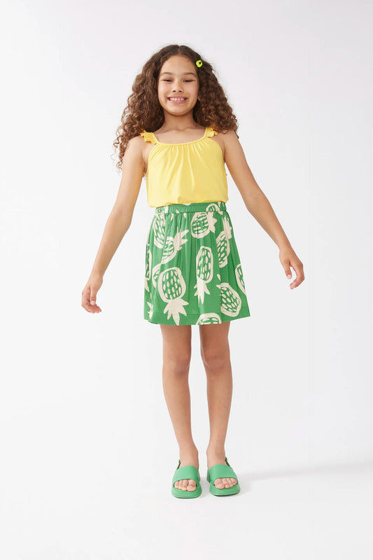 Gonna corta da bambina con stampa ananas