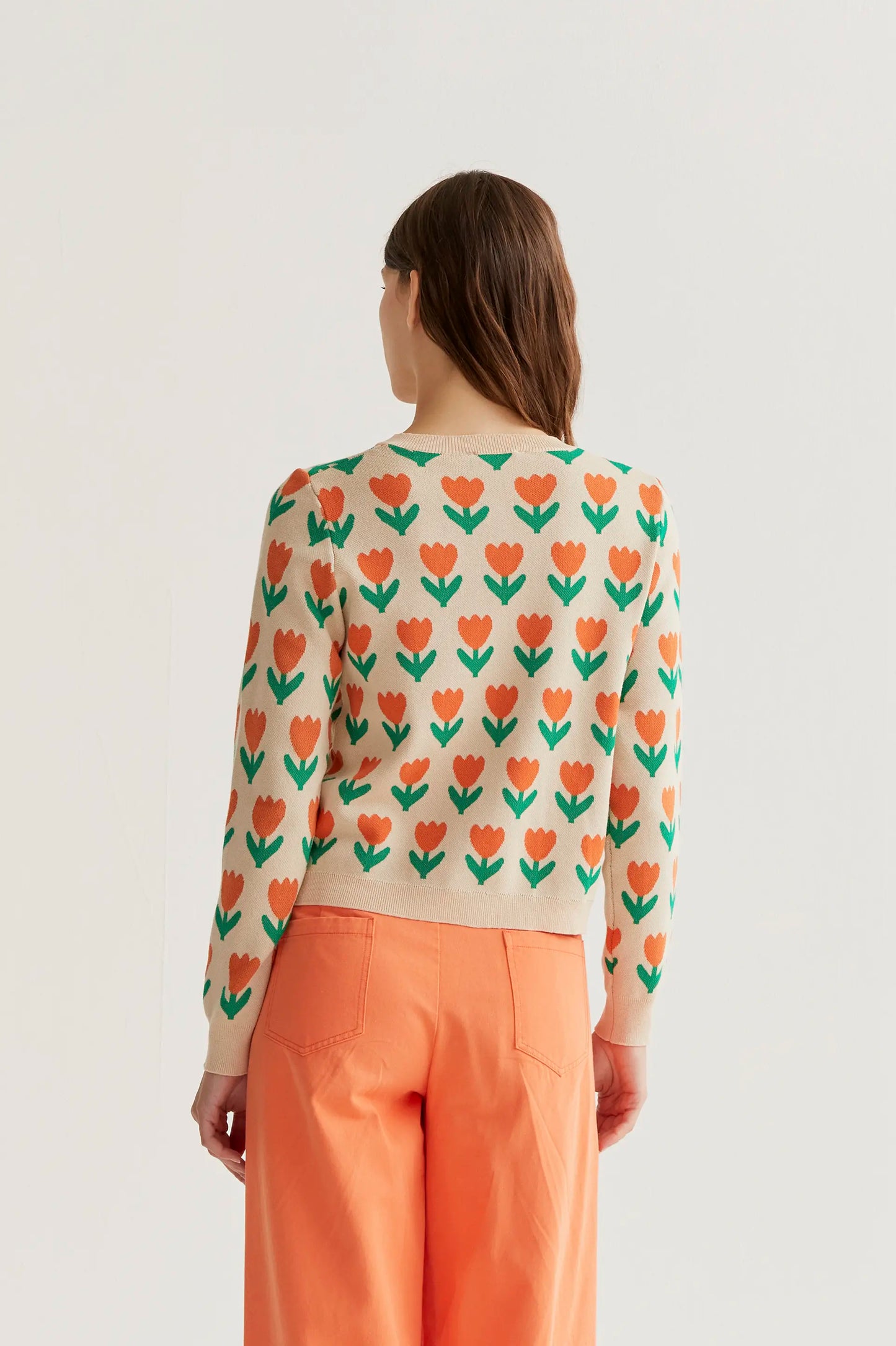Cárdigan punto con estampado Orange Tulip