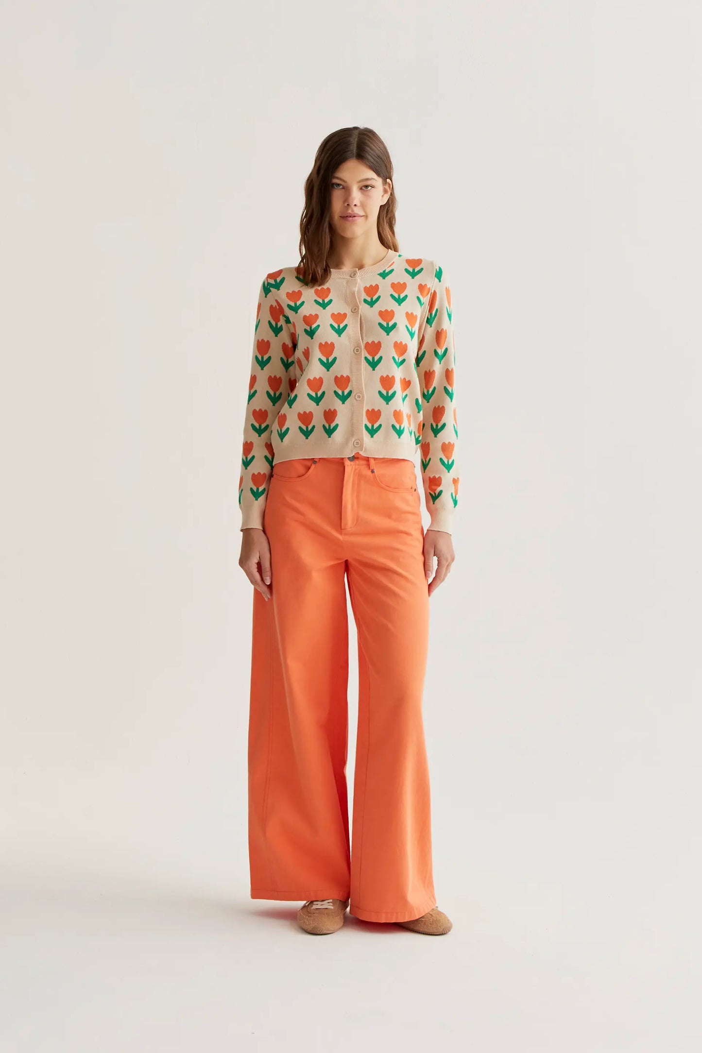 Cárdigan punto con estampado Orange Tulip