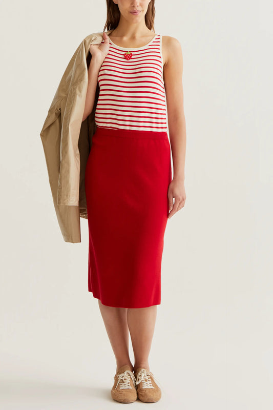gonna midi in maglia rossa