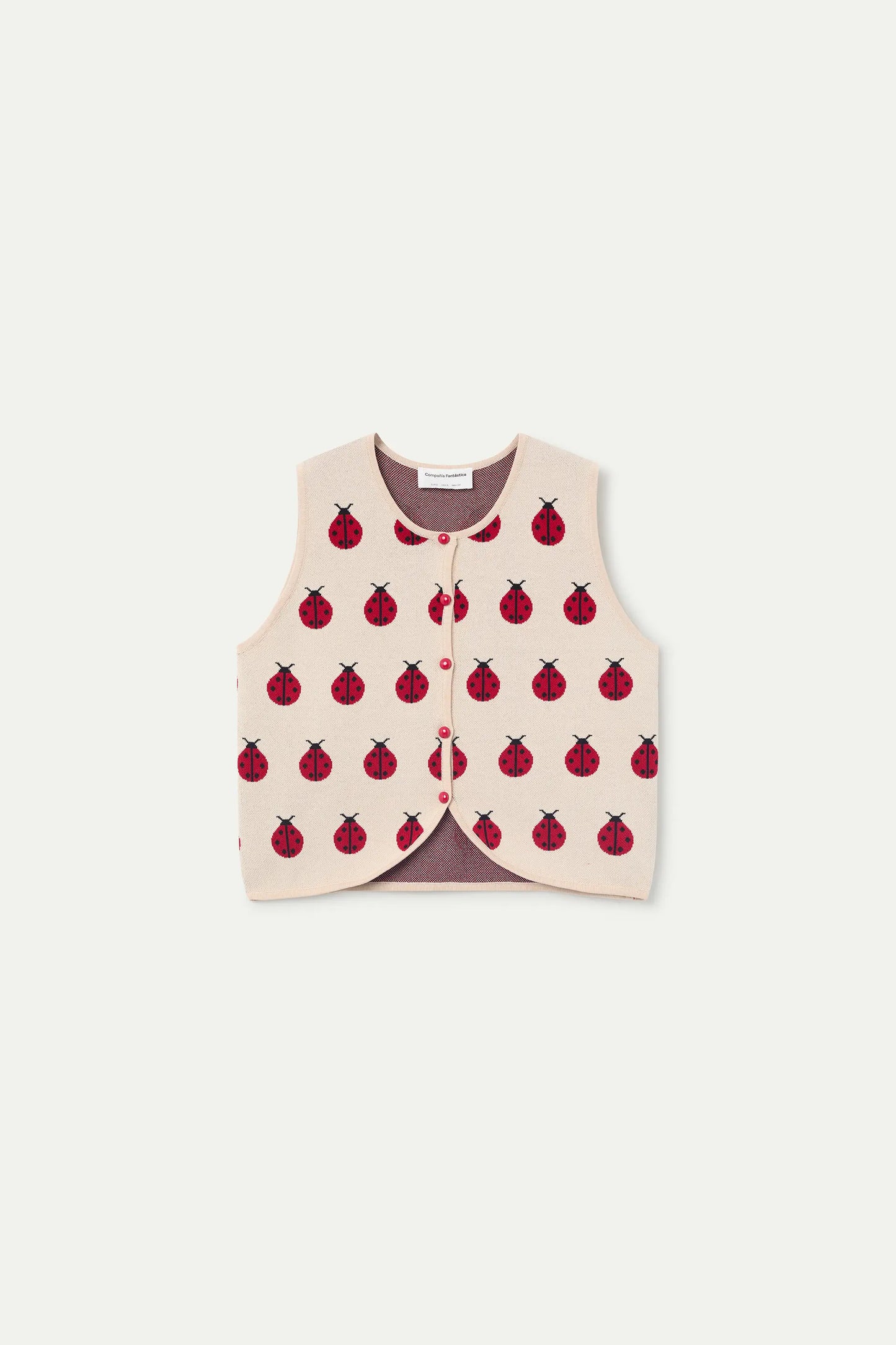 Top in maglia con stampa Coccinella rossa