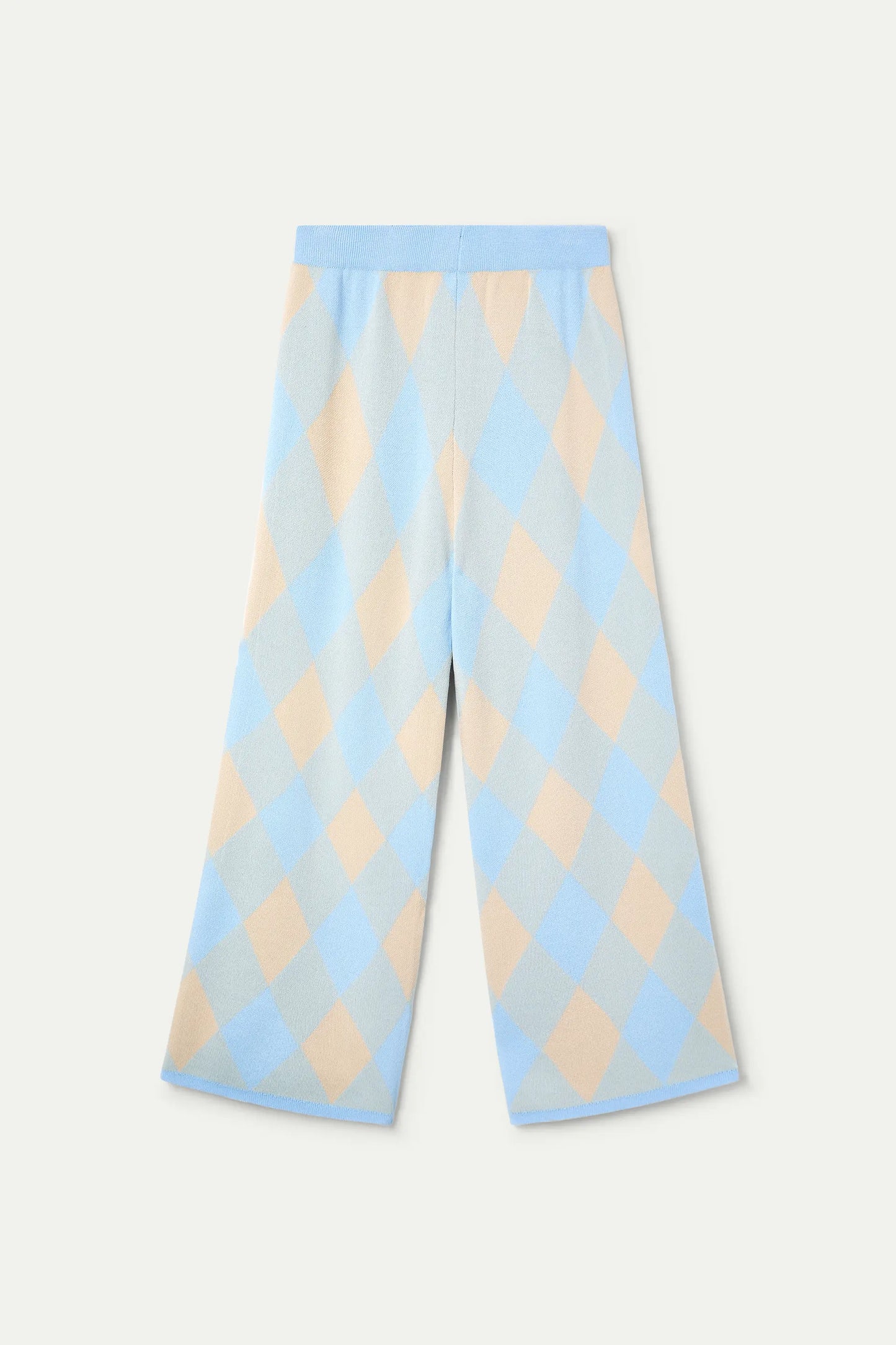 Pantalón punto con estampado rombos azul