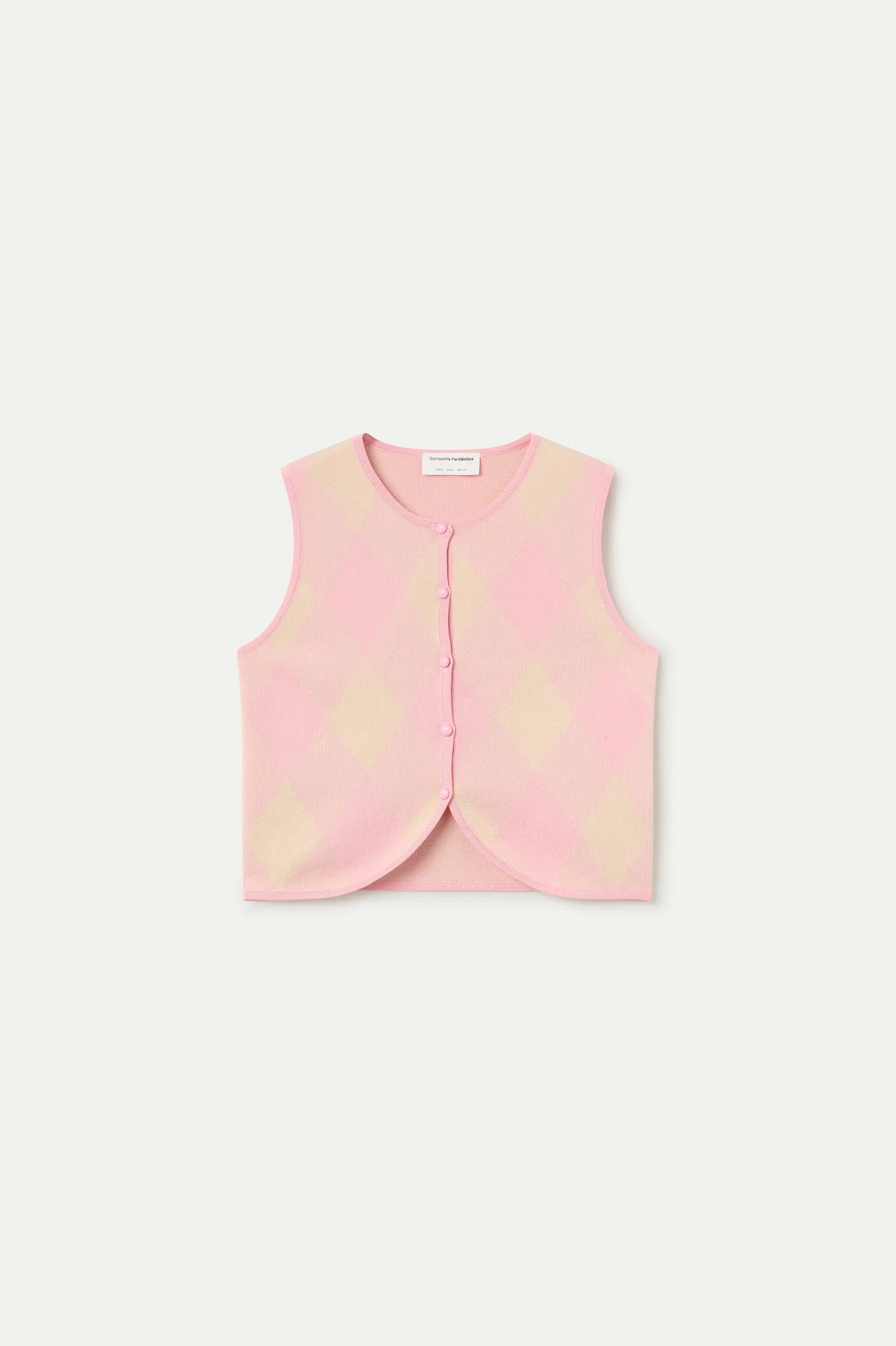 Pink plaid knit top