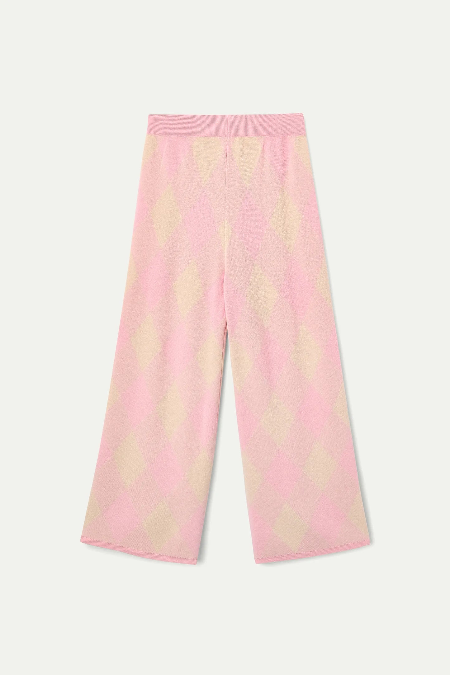 Pink diamond print knit trousers