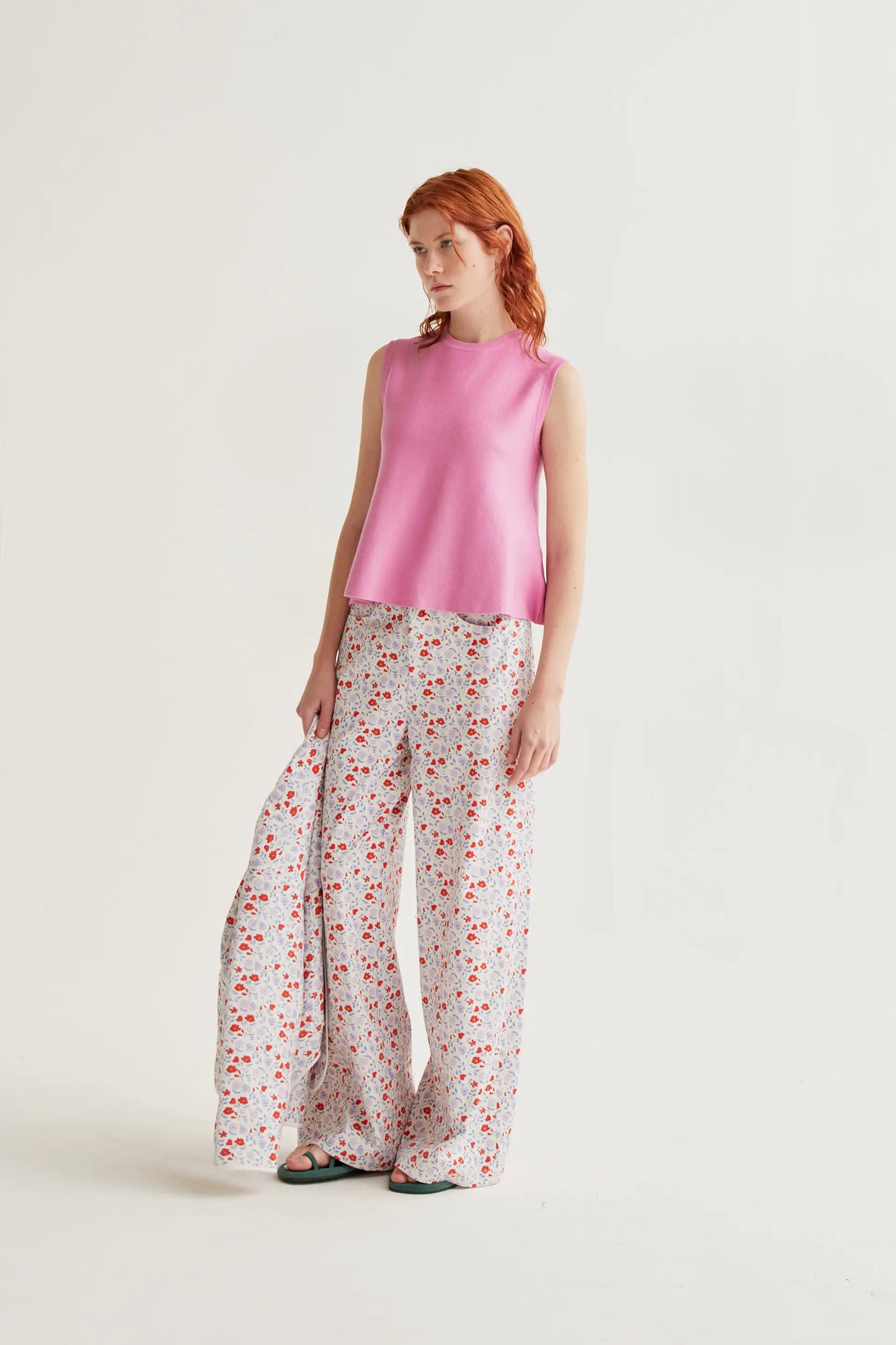 top in maglia rosa basic