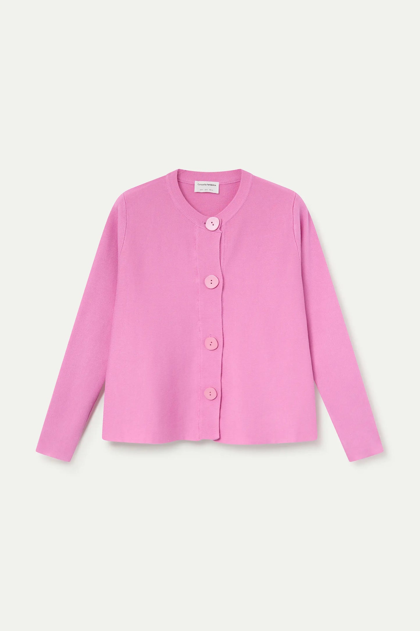 Cardigan rosa in maglia con bottoni