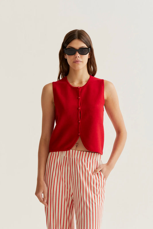 Top chaleco punto rojo
