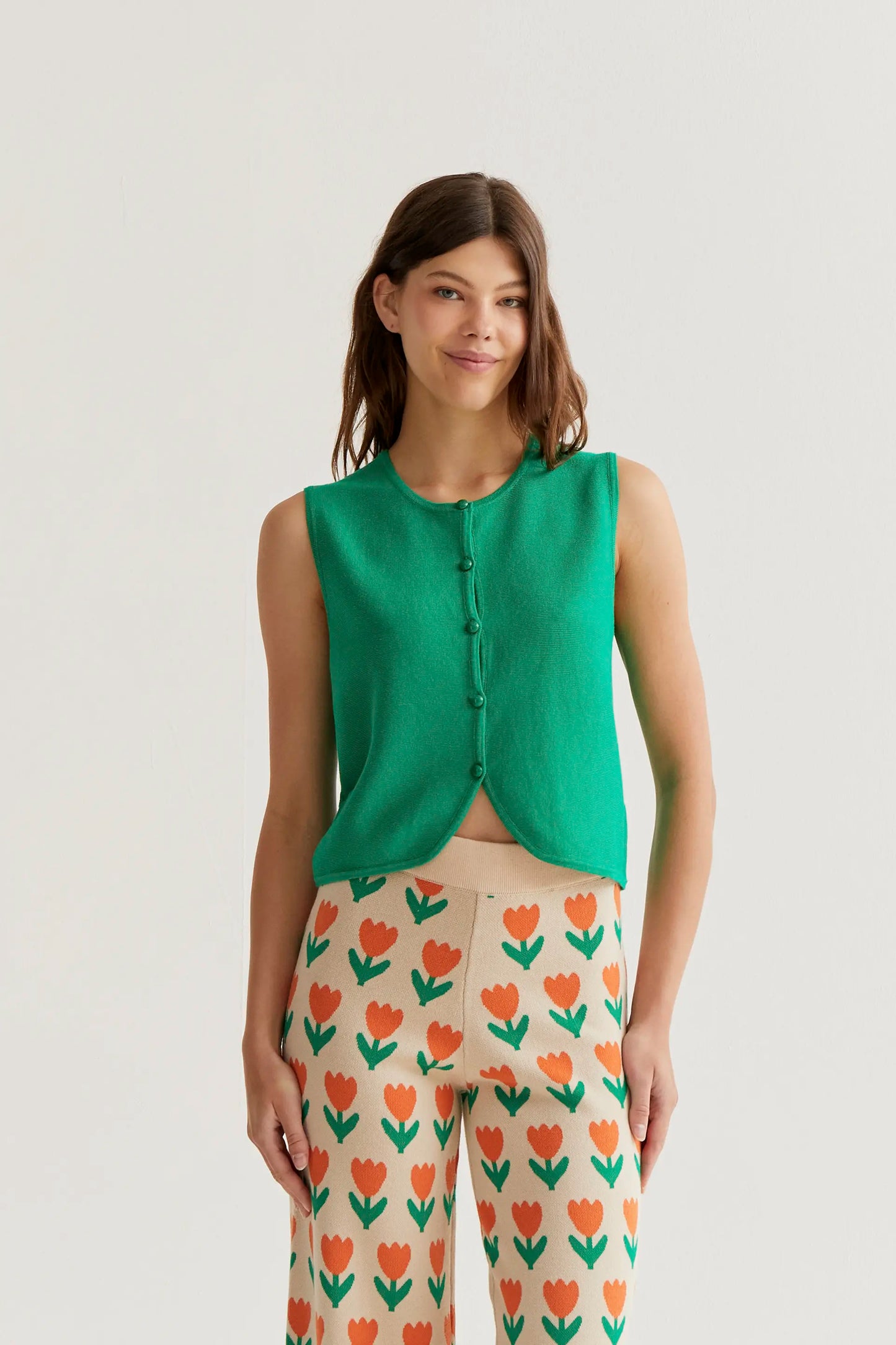 Canotta in maglia verde