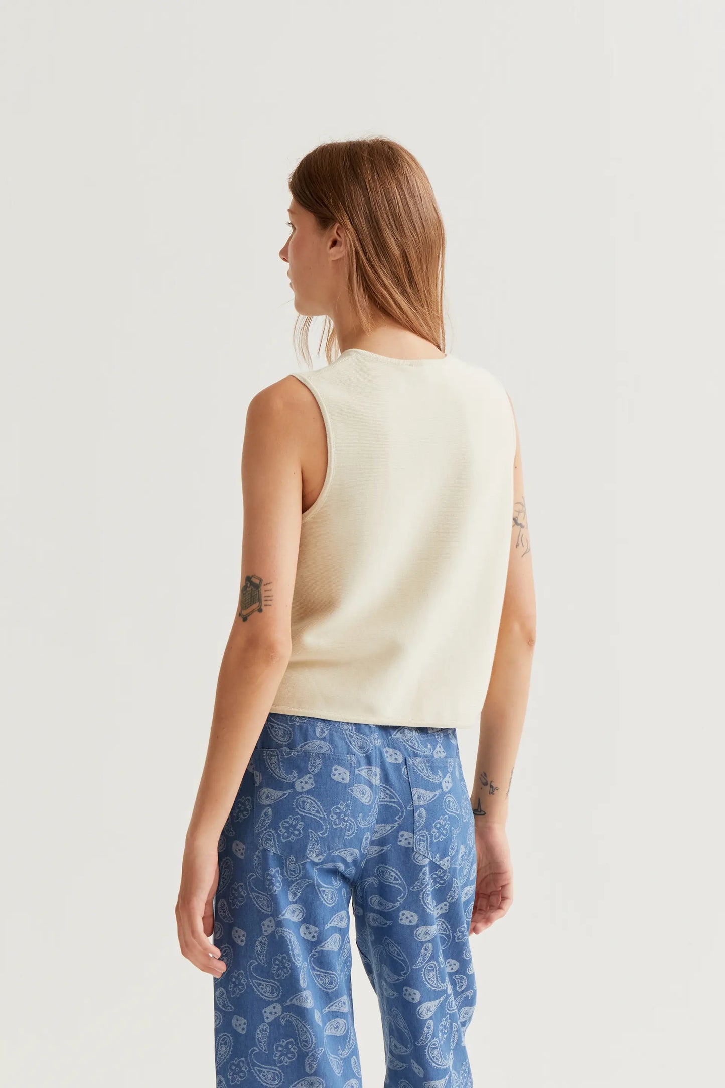 Canotta in maglia beige