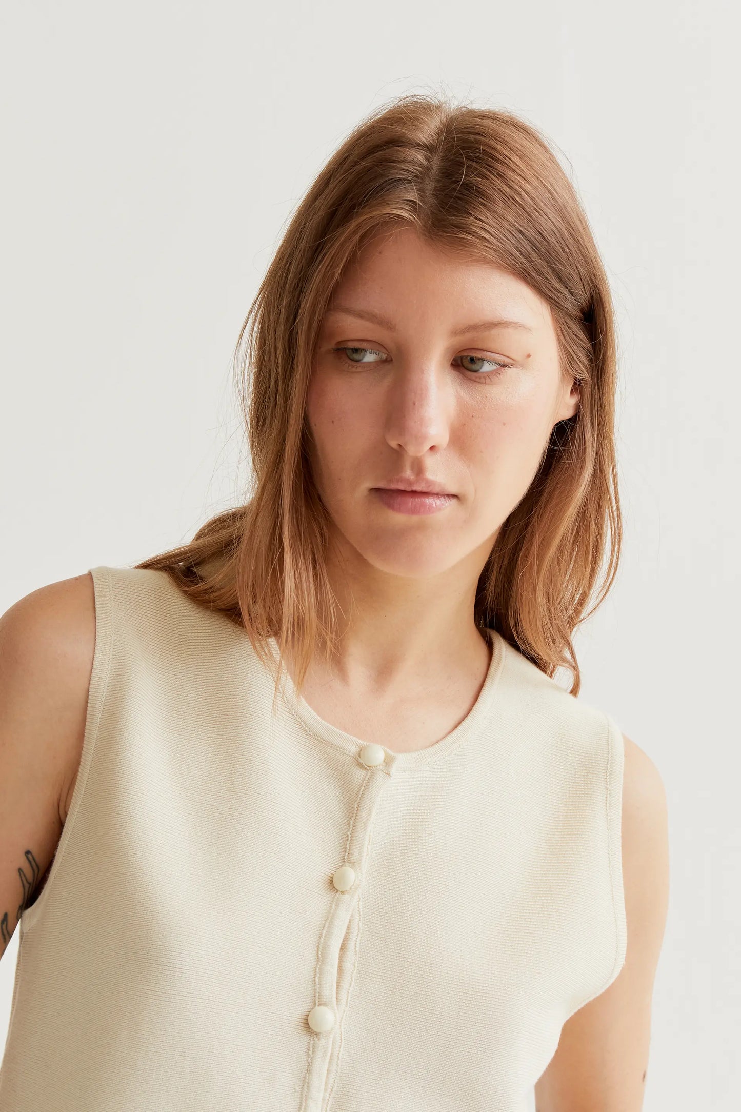 Canotta in maglia beige