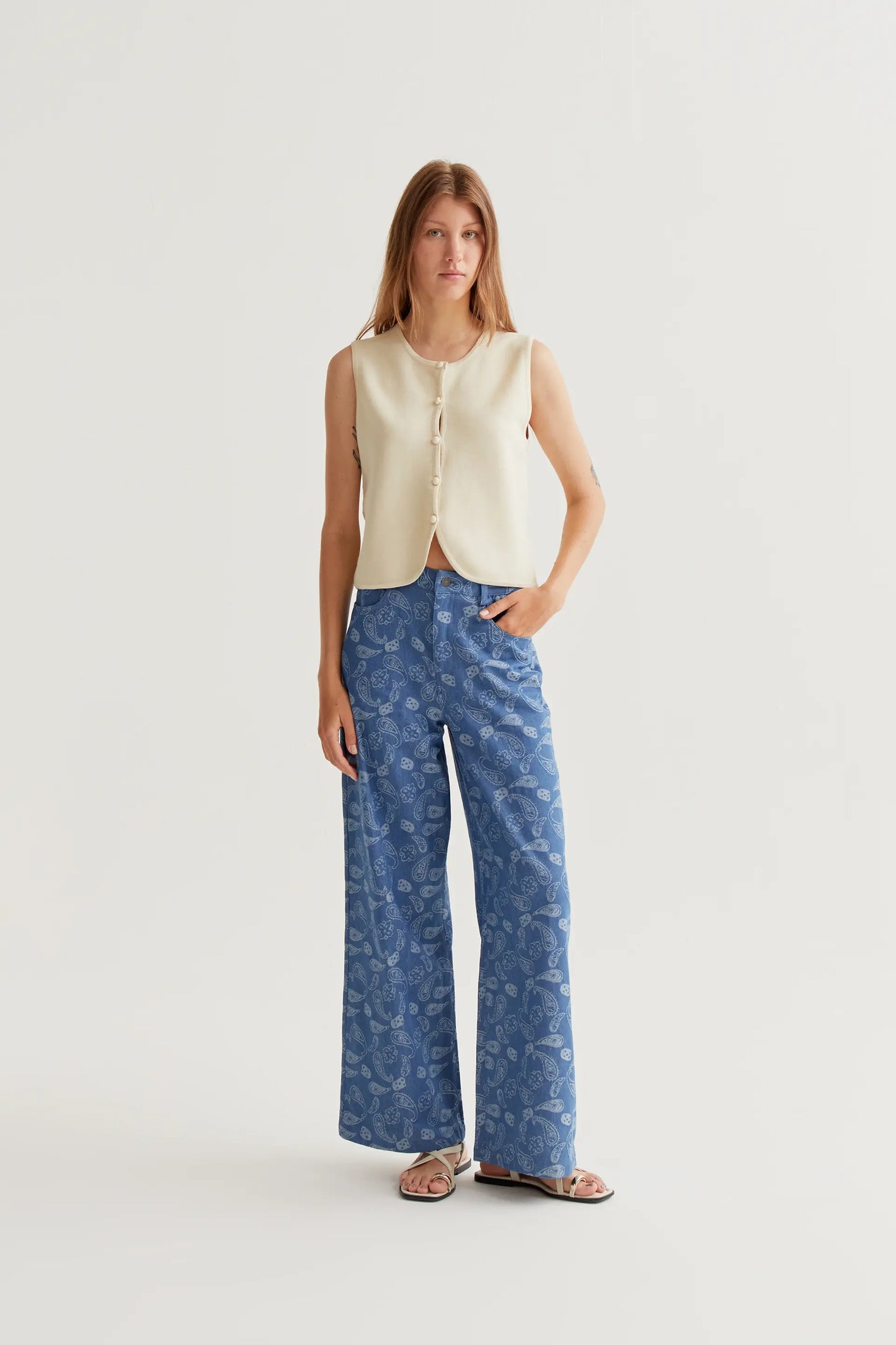 Canotta in maglia beige