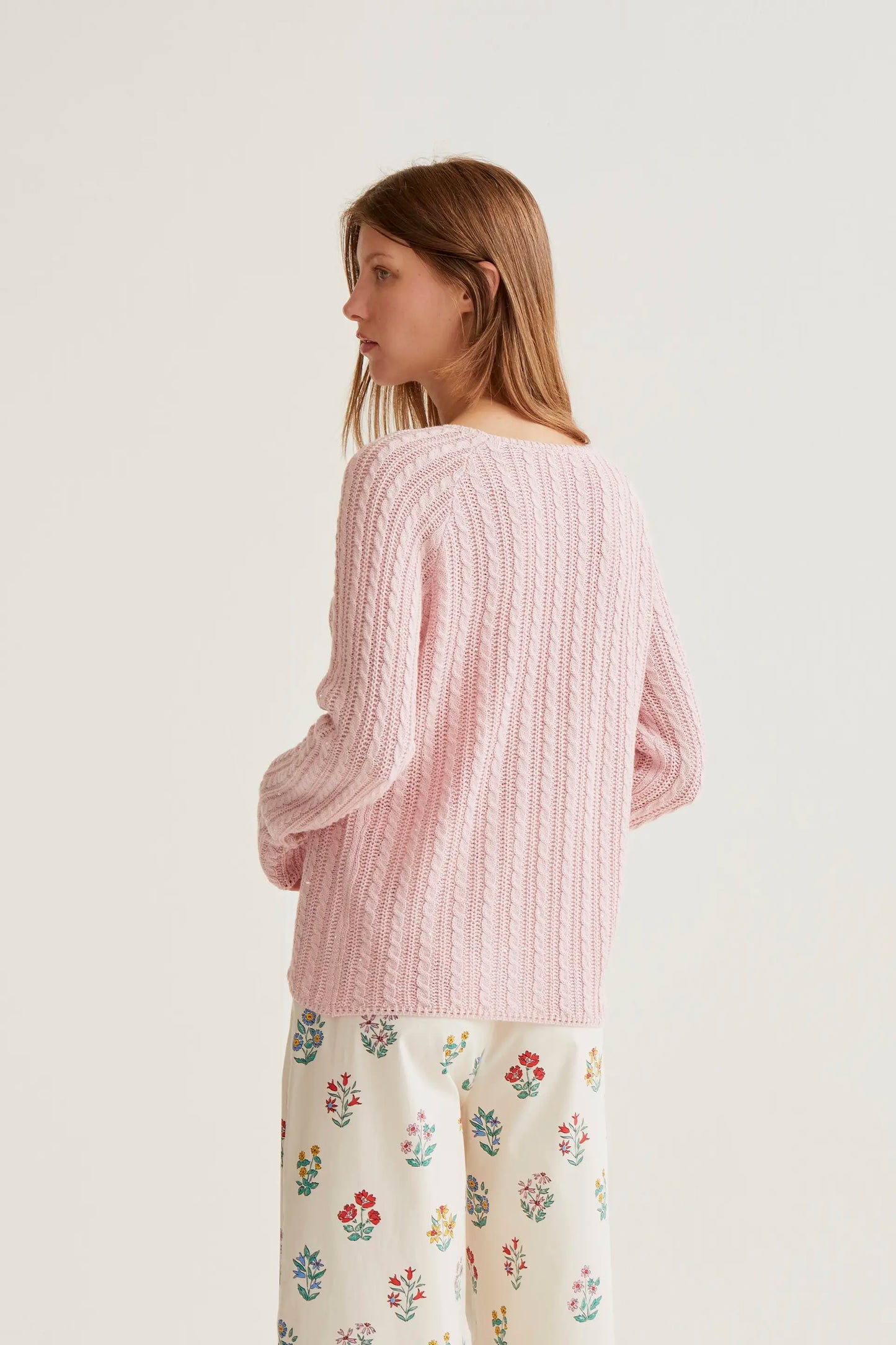maglione rosa a punto catenella