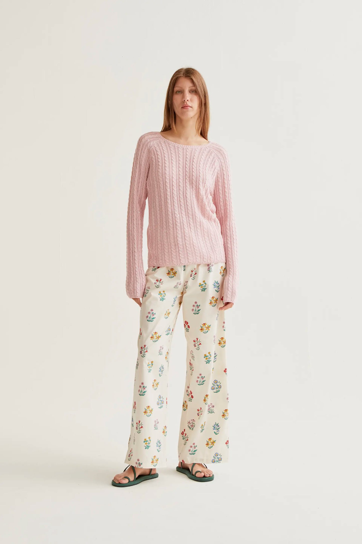 maglione rosa a punto catenella