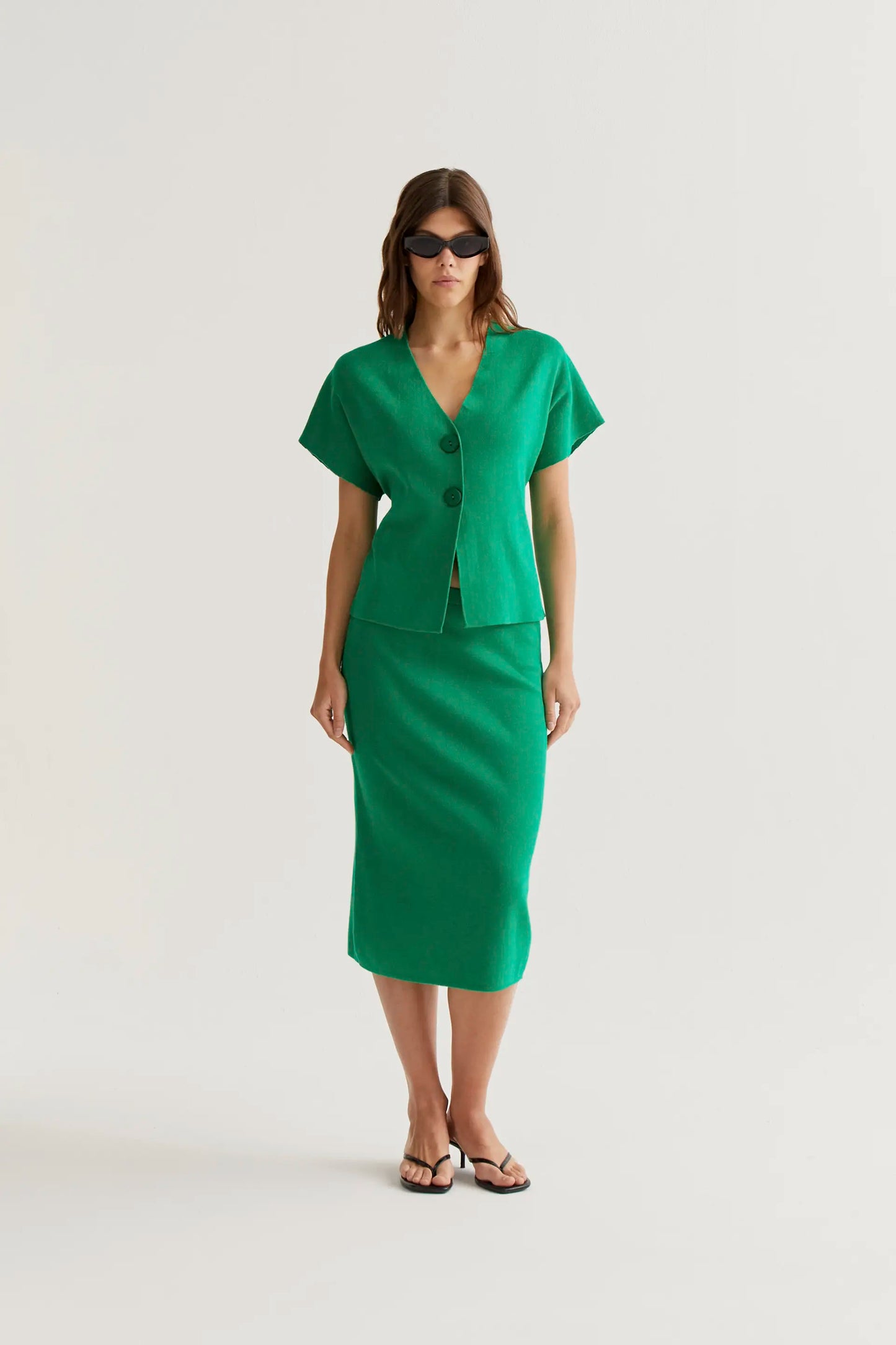 Falda midi punto verde